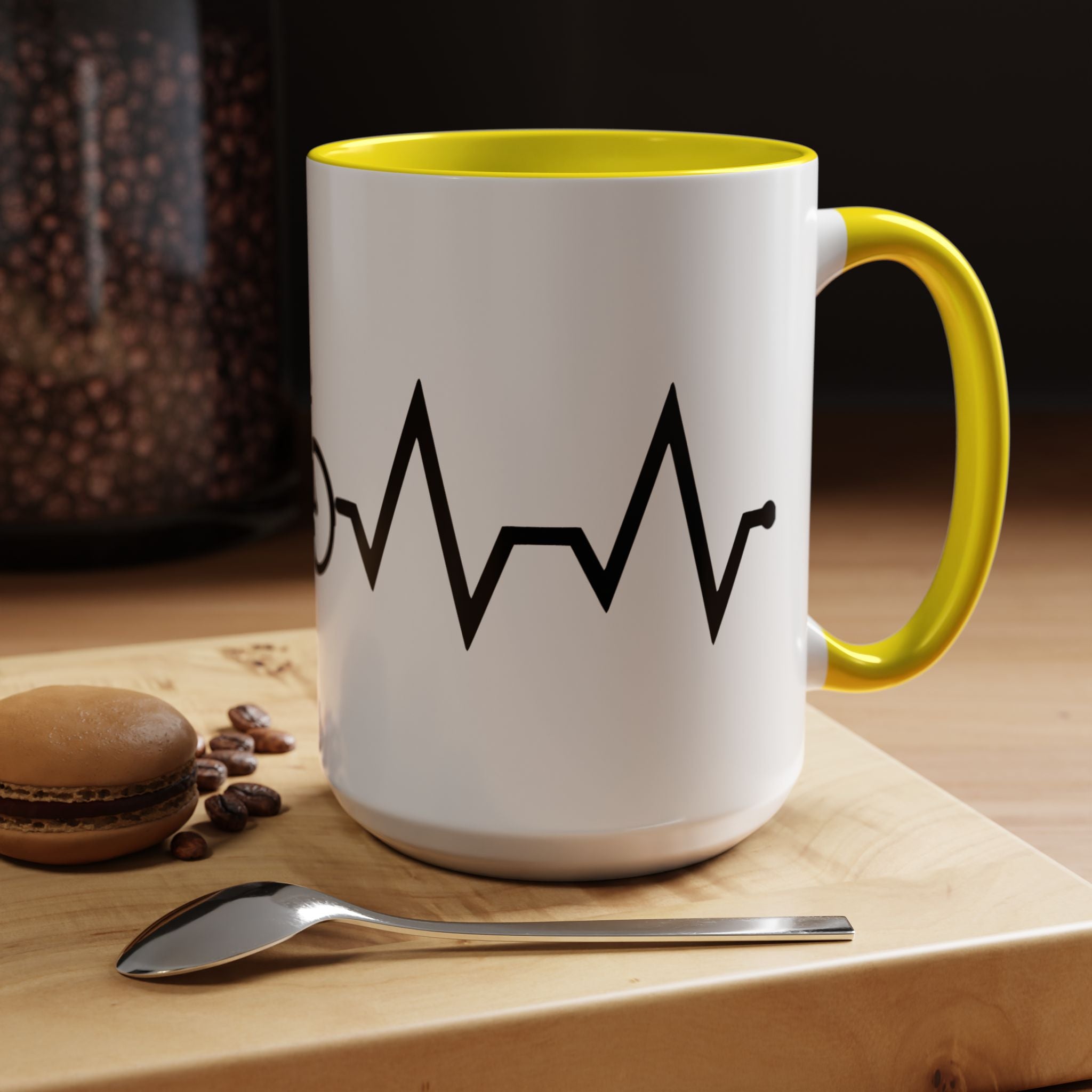 Cycling Lifeline Coffee Mug – 11oz & 15oz Bicycle Heartbeat Design, Colorful Interior