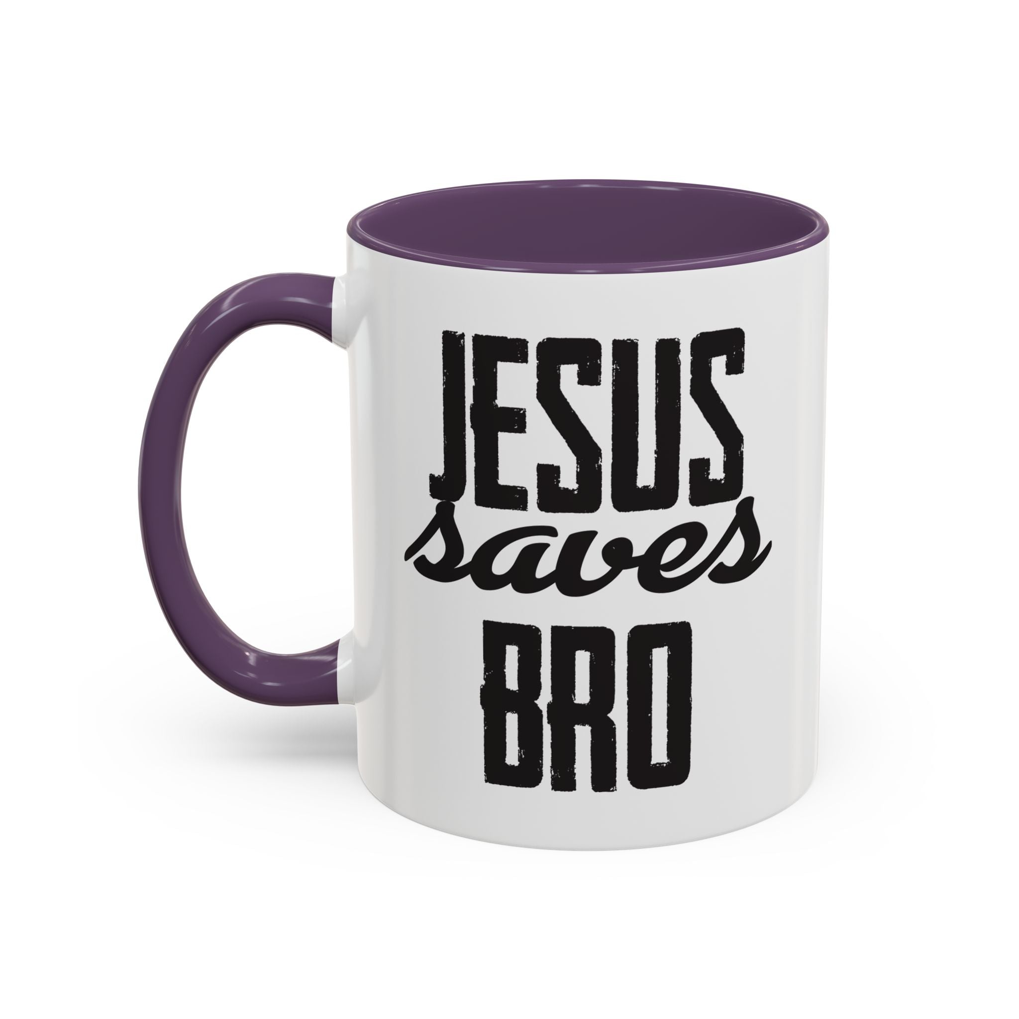 Christian Coffee Mug – 11oz & 15oz Jesus Saves Bro Quote, Colorful Interior