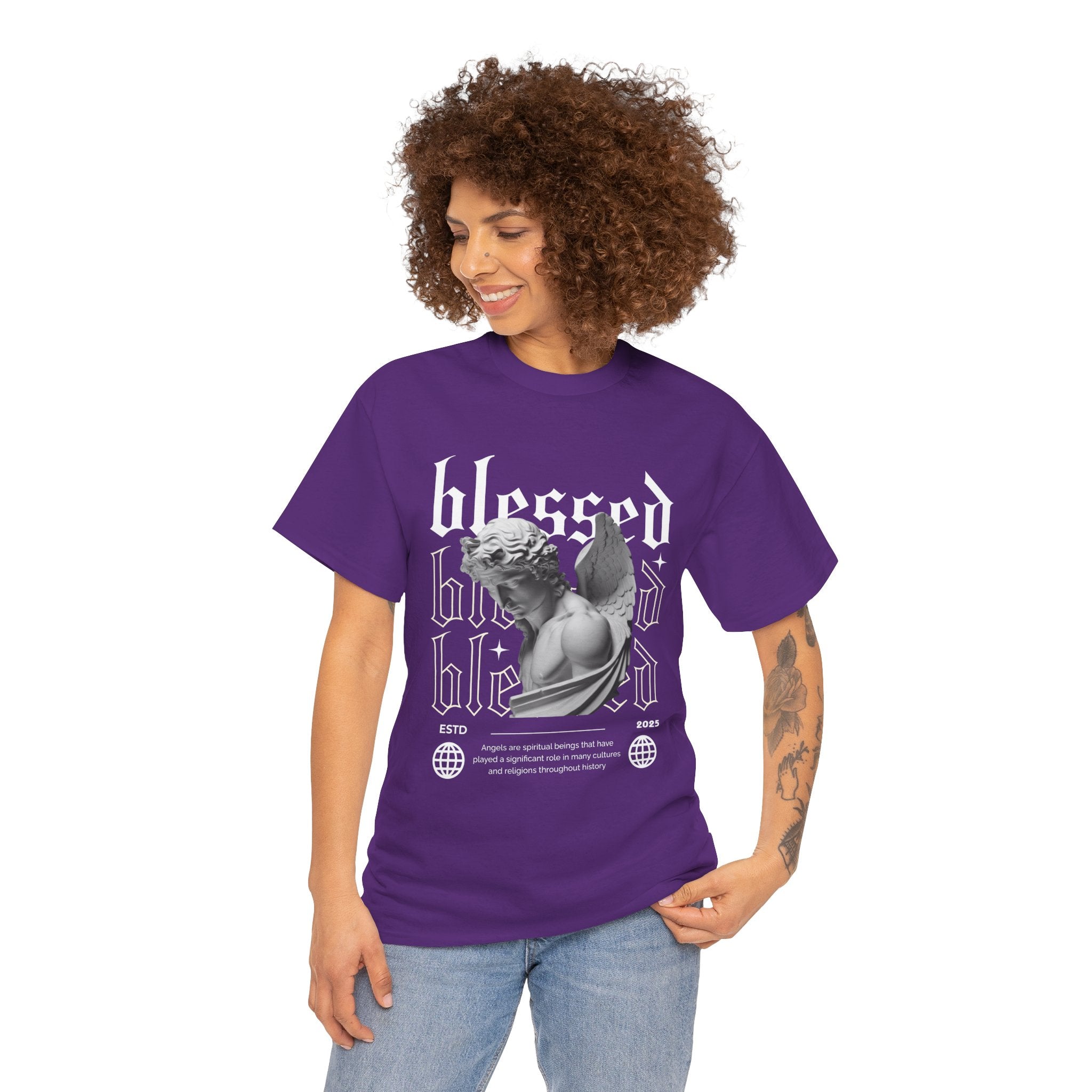 Blessed Guardian: Serene Angelic Sculpture Streetwear