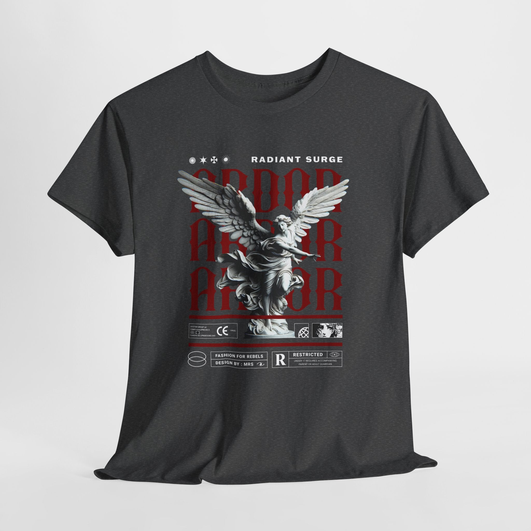 "Divine Angel" - Gothic Black & White T-Shirt Design