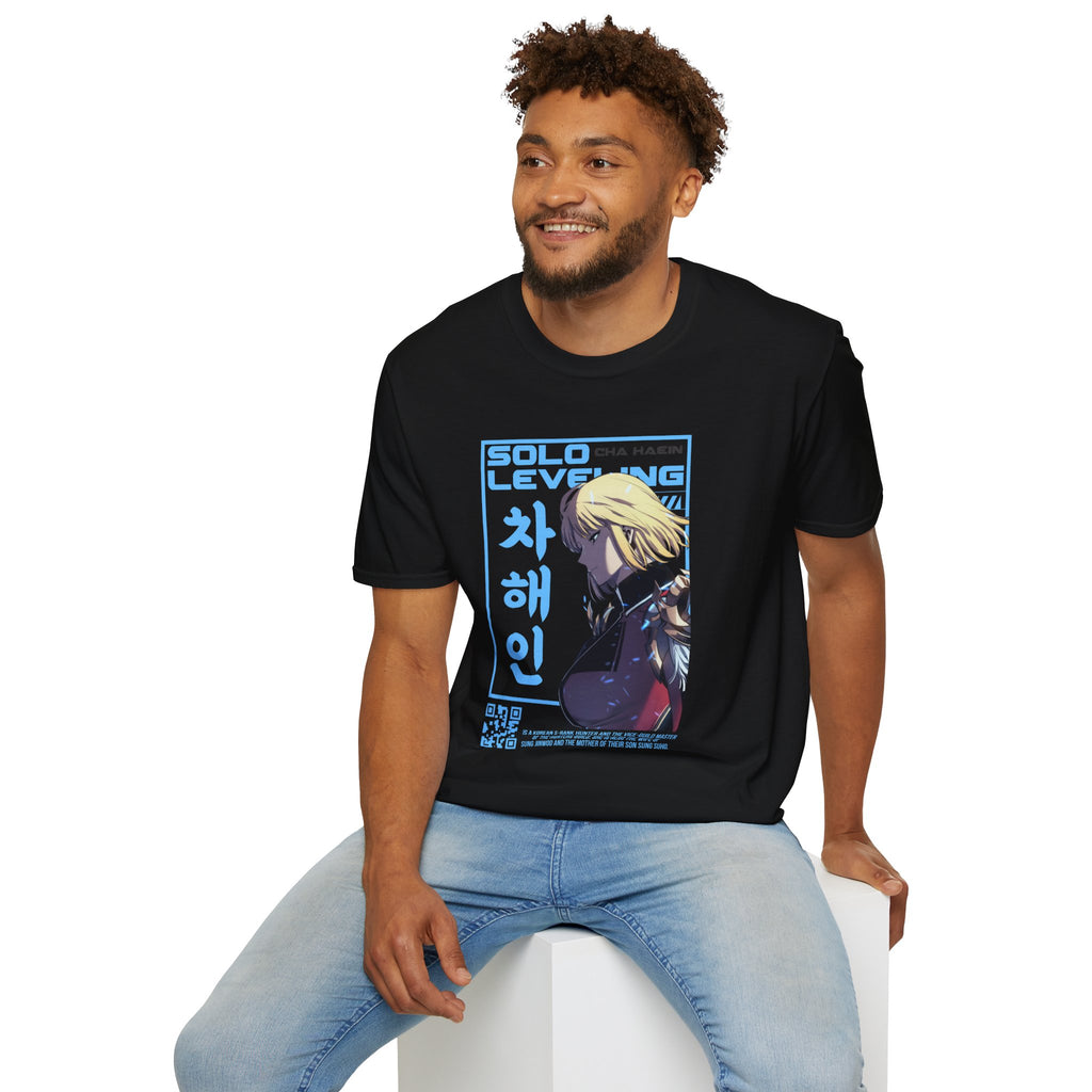 Solo Leveling Cha Hae-In Anime T-Shirt – Black Graphic Tee for Fans