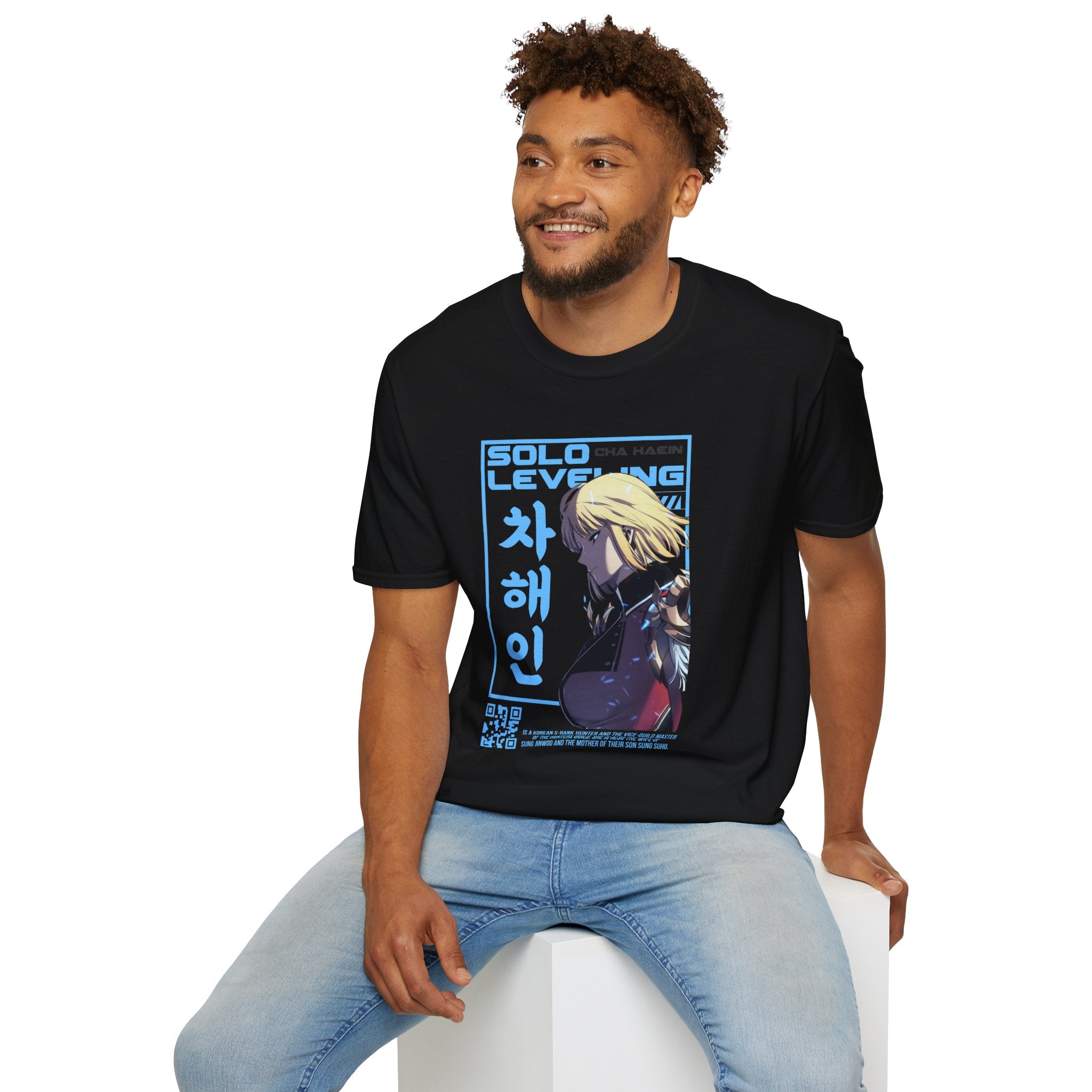 Solo Leveling Cha Hae-In Anime T-Shirt – Black Graphic Tee for Fans