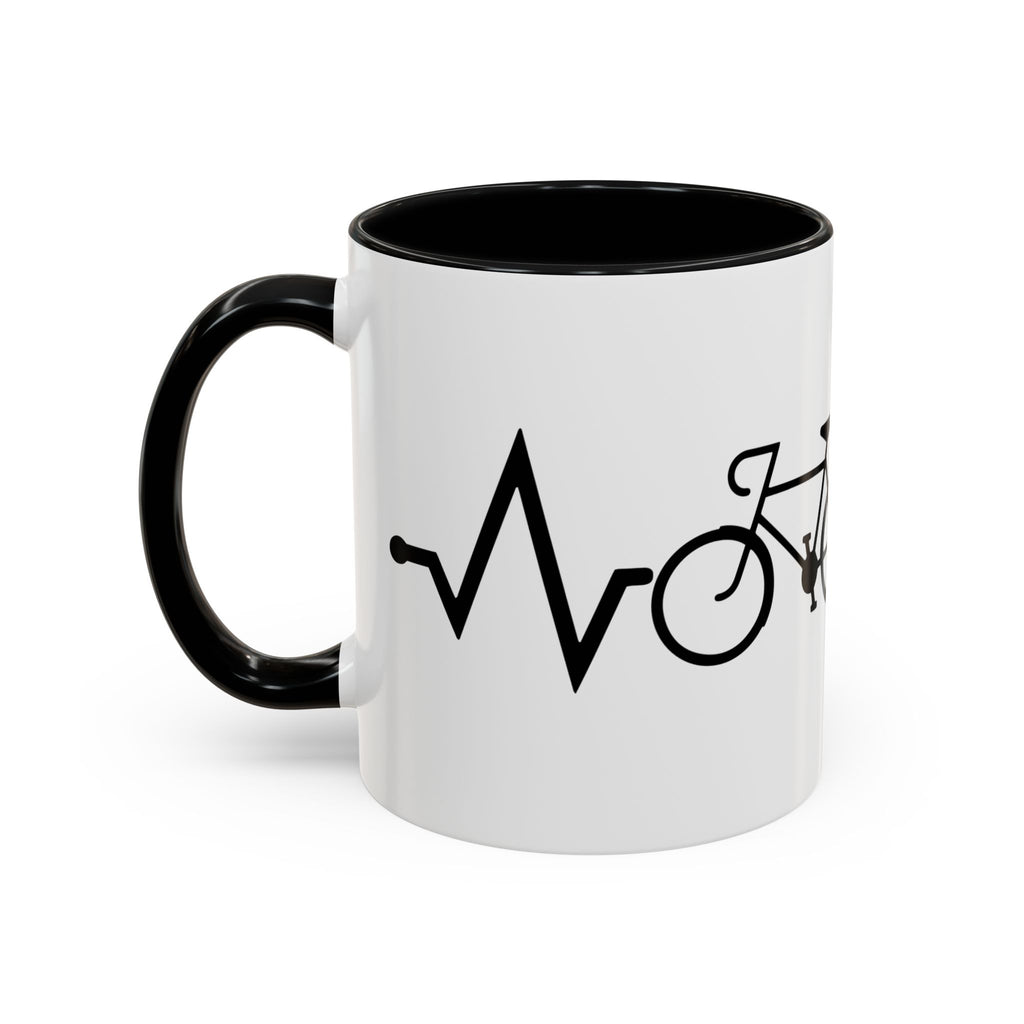 Cycling Lifeline Coffee Mug – 11oz & 15oz Bicycle Heartbeat Design, Colorful Interior