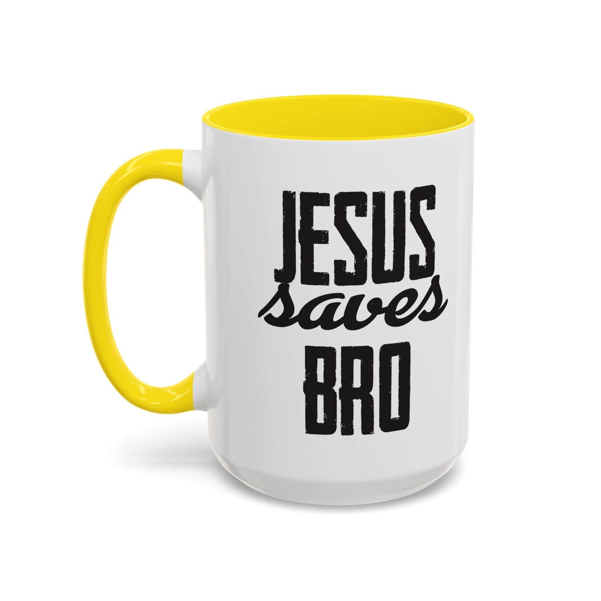 Christian Coffee Mug – 11oz & 15oz Jesus Saves Bro Quote, Colorful Interior
