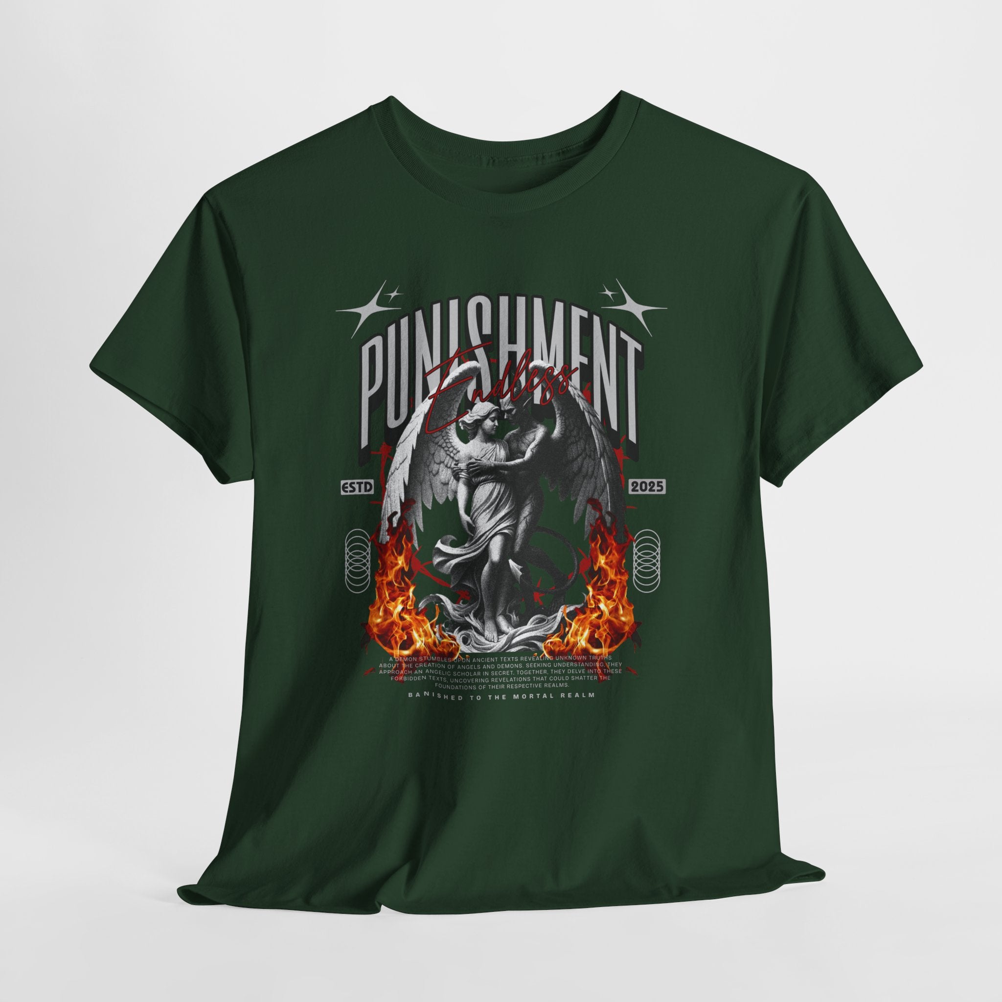 Endless Punishment: Angel & Demon Embrace Streetwear Graphic