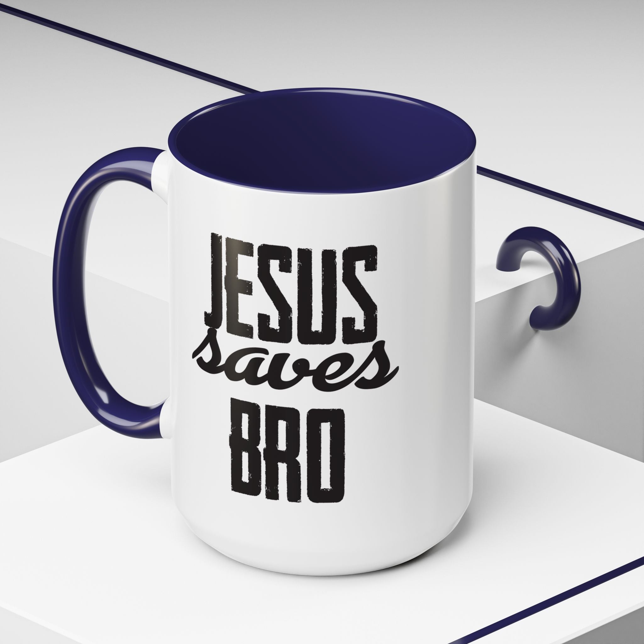 Christian Coffee Mug – 11oz & 15oz Jesus Saves Bro Quote, Colorful Interior