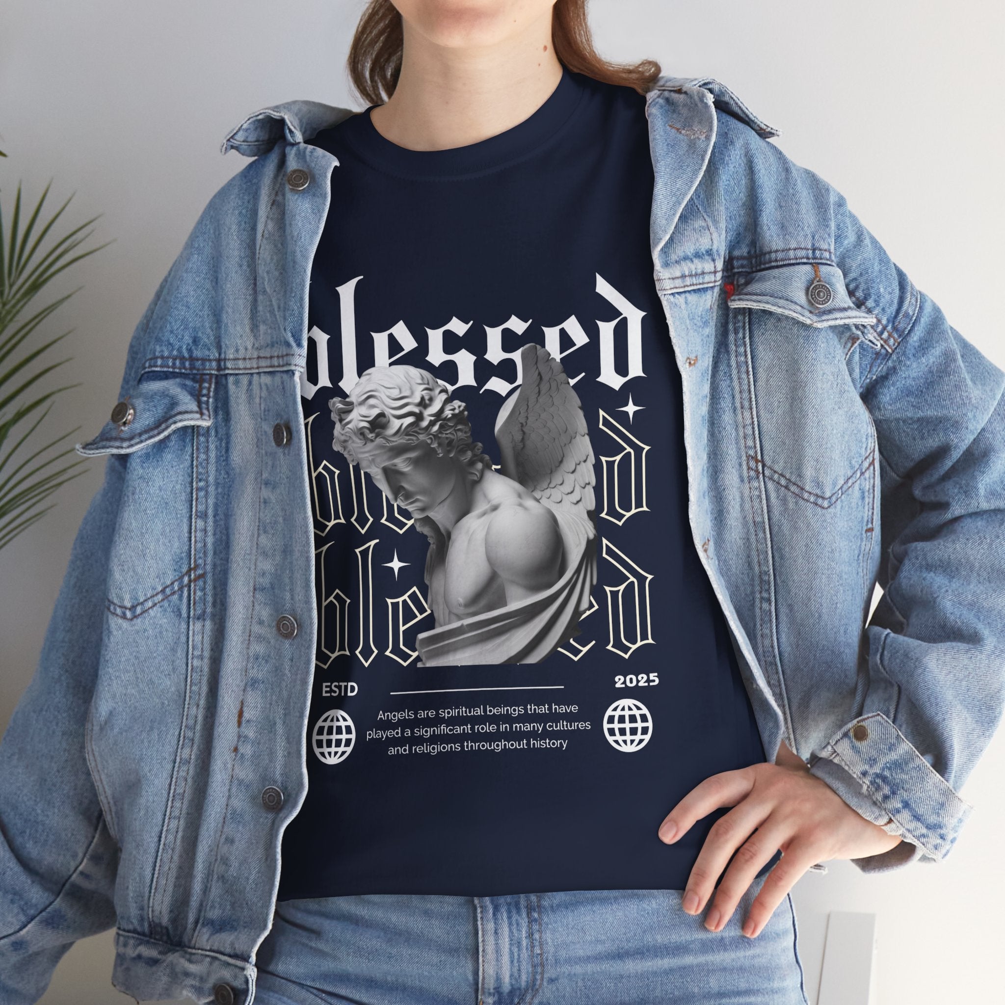 Blessed Guardian: Serene Angelic Sculpture Streetwear