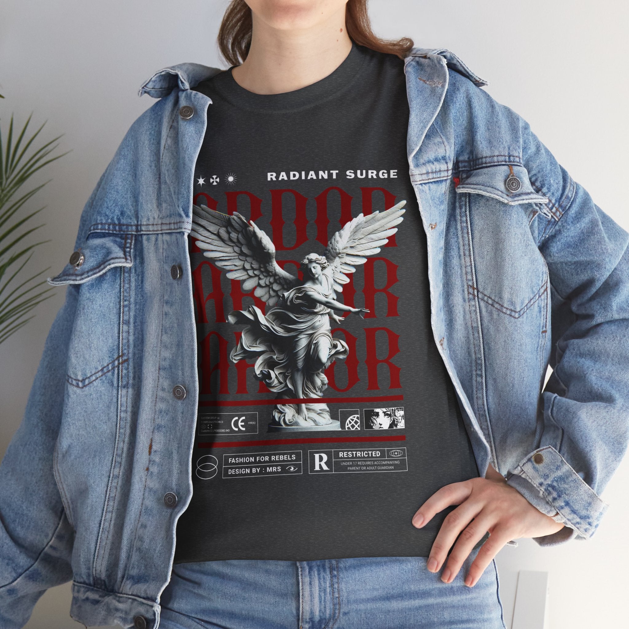 "Divine Angel" - Gothic Black & White T-Shirt Design