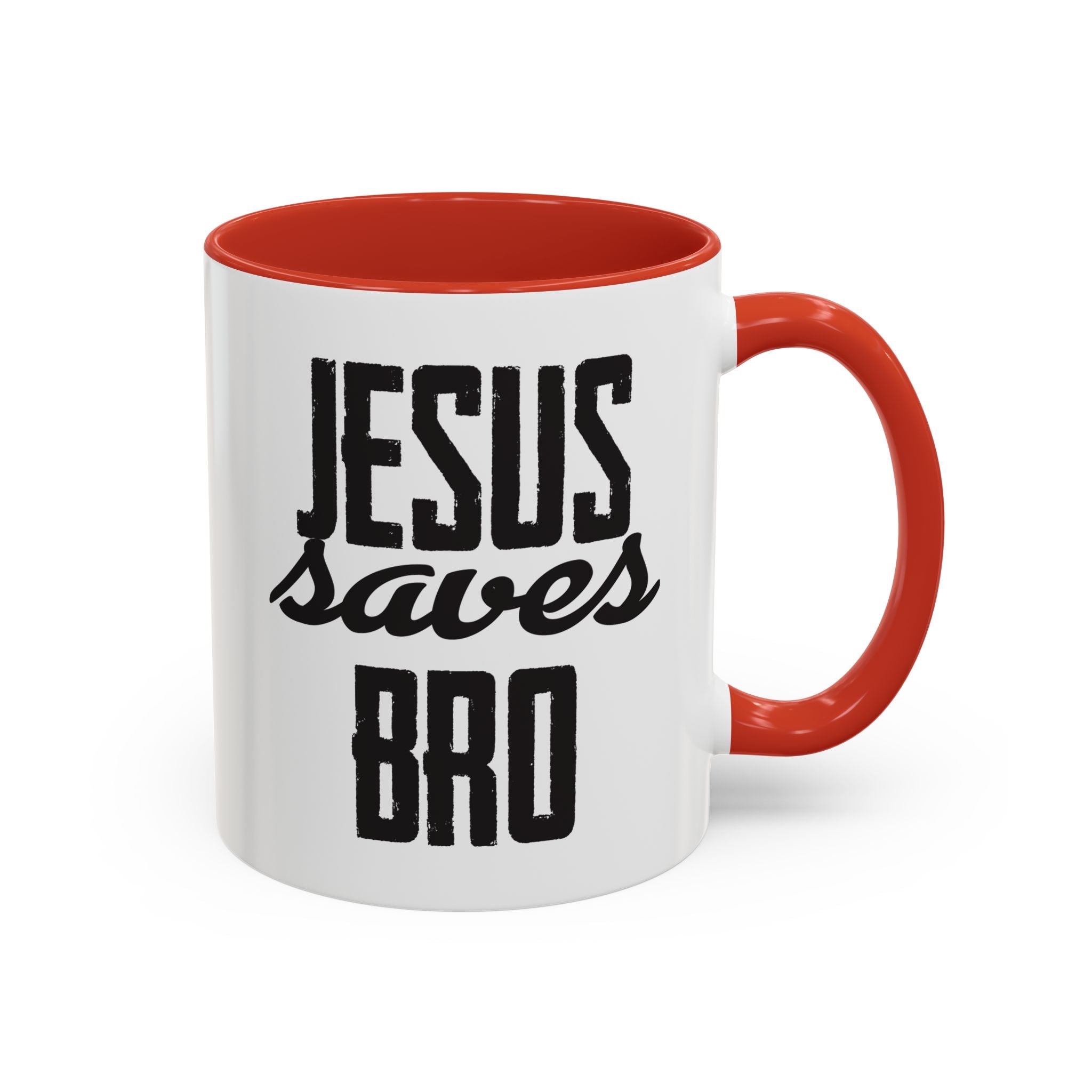 Christian Coffee Mug – 11oz & 15oz Jesus Saves Bro Quote, Colorful Interior