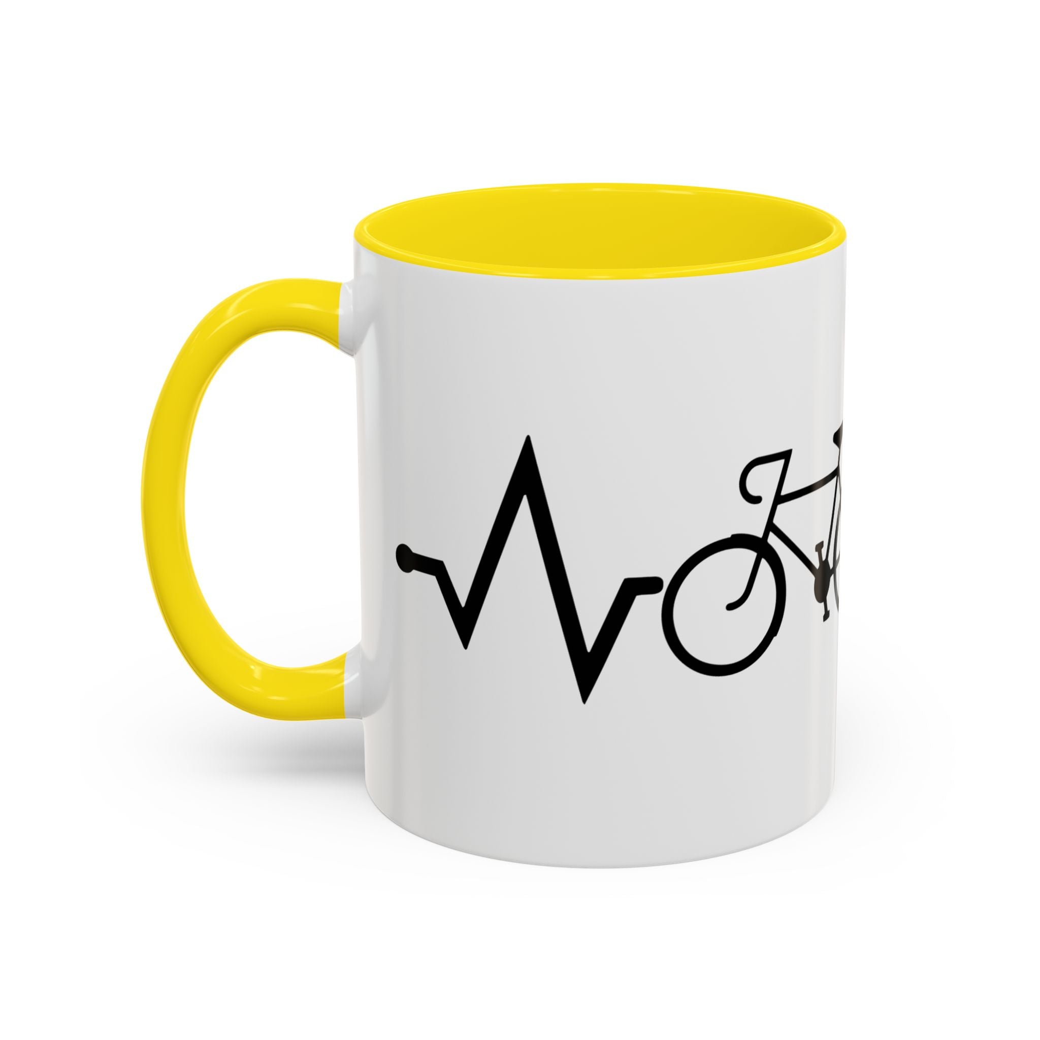 Cycling Lifeline Coffee Mug – 11oz & 15oz Bicycle Heartbeat Design, Colorful Interior