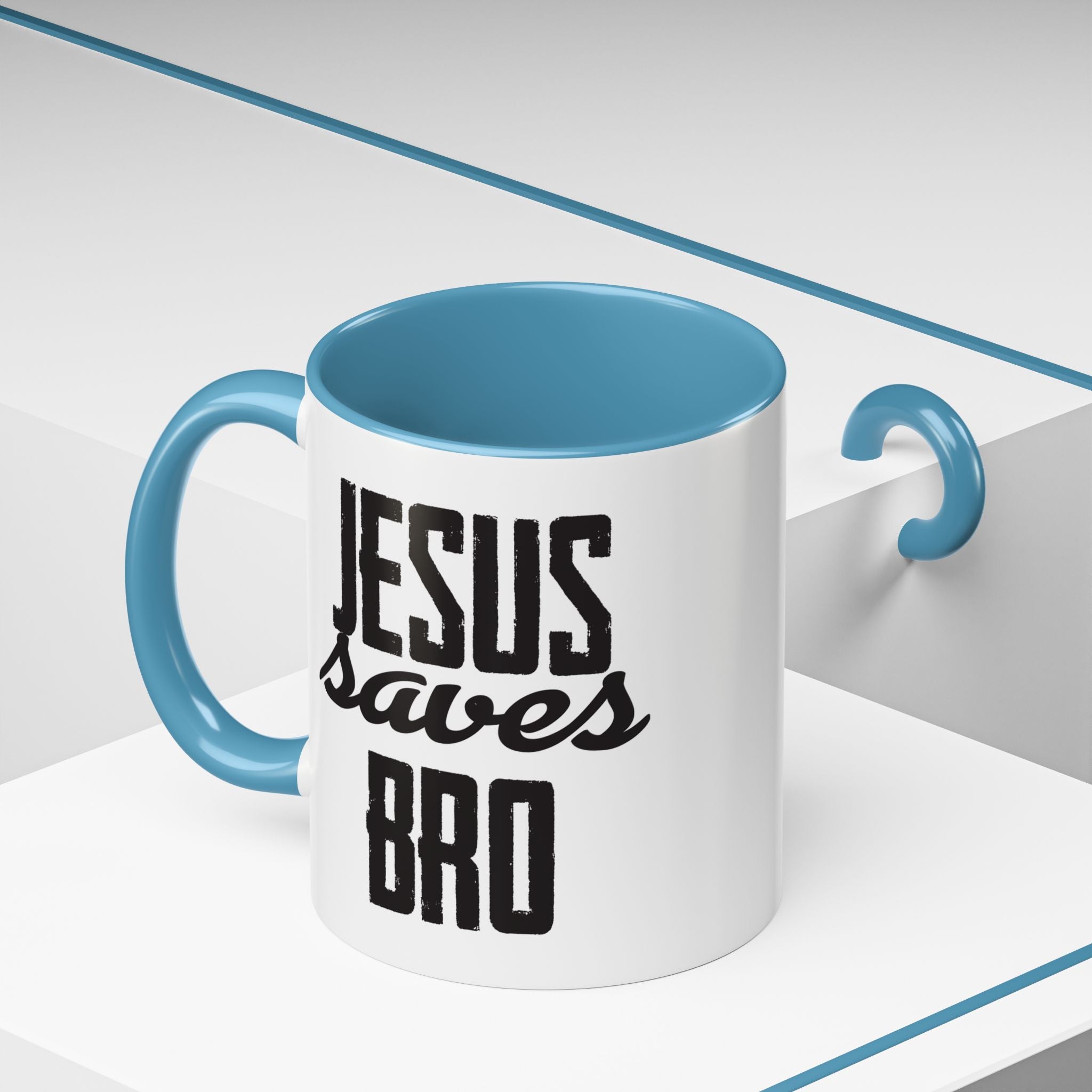 Christian Coffee Mug – 11oz & 15oz Jesus Saves Bro Quote, Colorful Interior