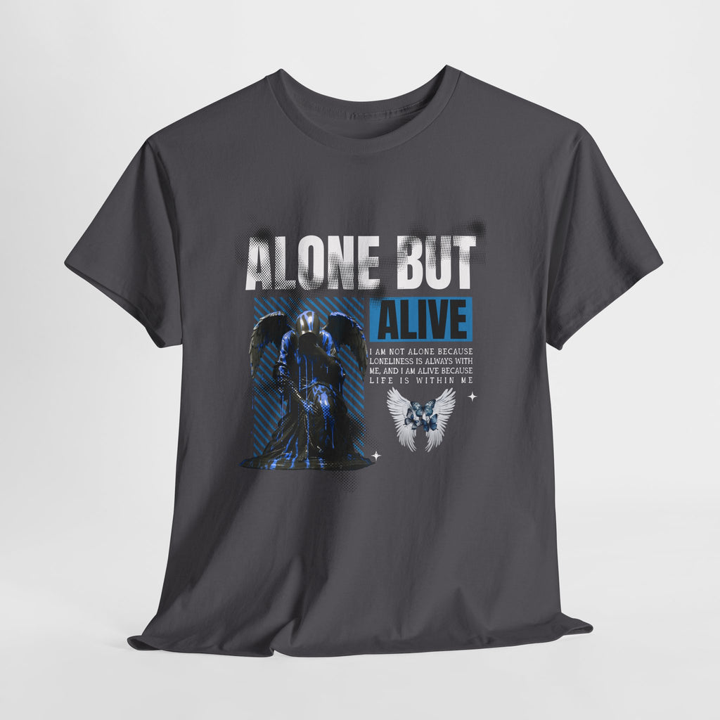 Alone but Alive" Dark Angel Statue with Blue Accents - Digital Art