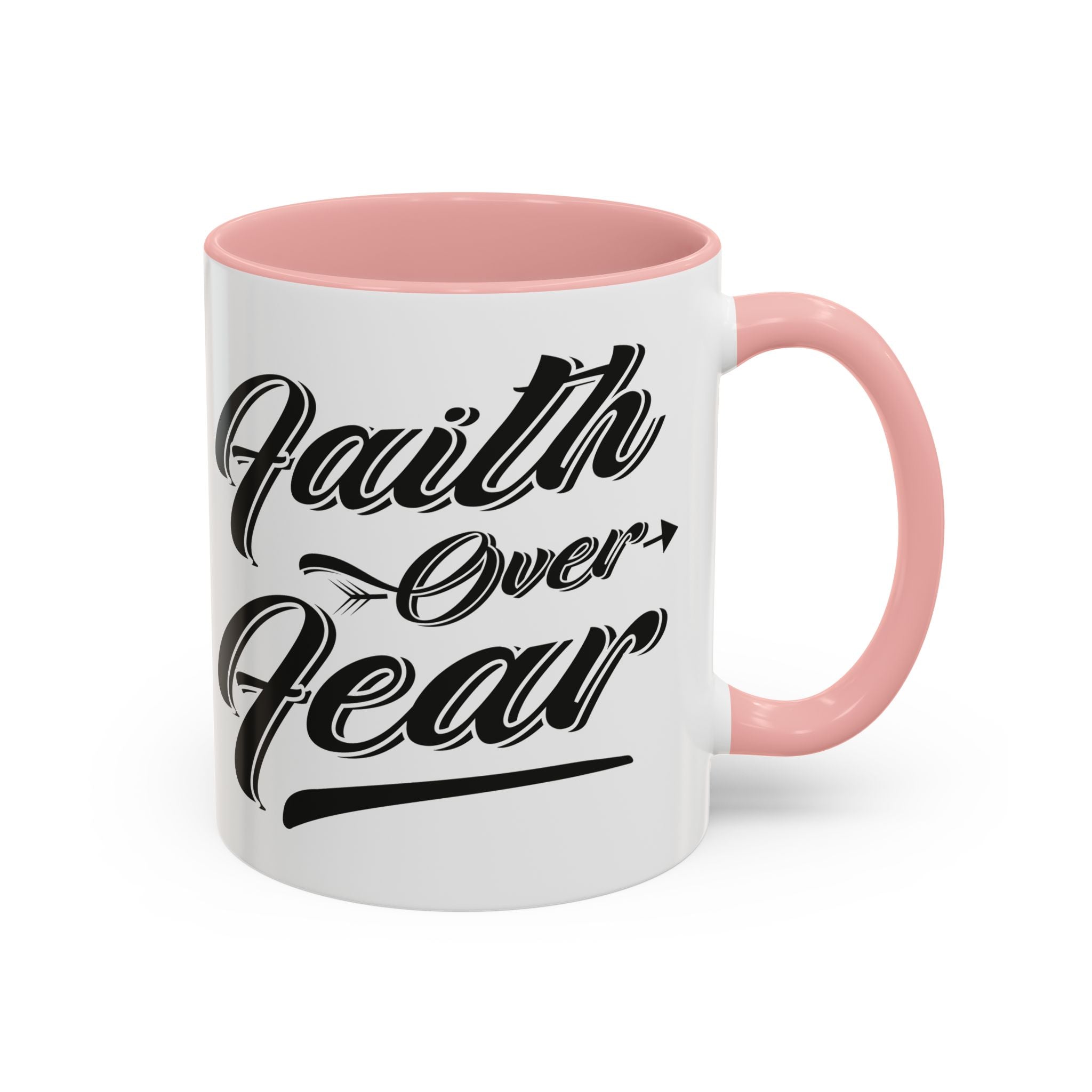 Faith Over Fear Coffee Mug – 11oz & 15oz Inspirational Christian Quote, Colorful Interior