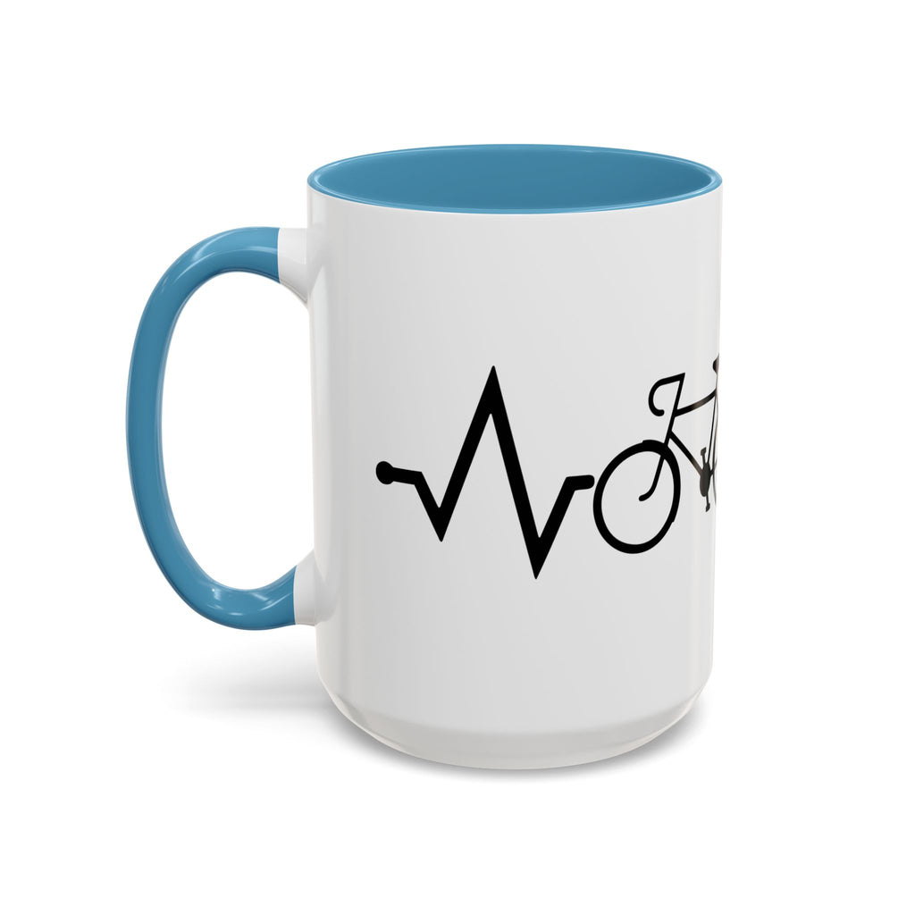 Cycling Lifeline Coffee Mug – 11oz & 15oz Bicycle Heartbeat Design, Colorful Interior