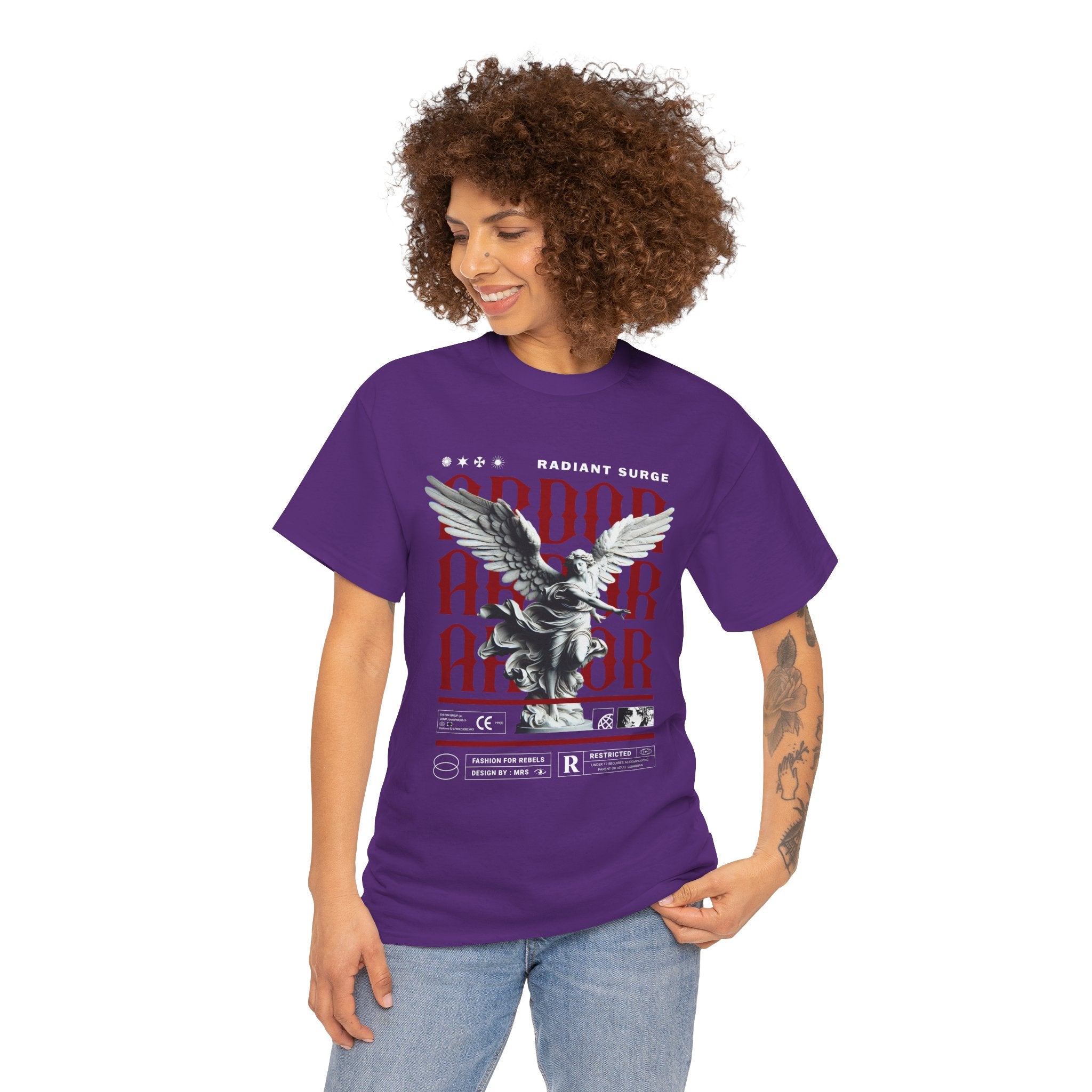 "Divine Angel" - Gothic Black & White T-Shirt Design