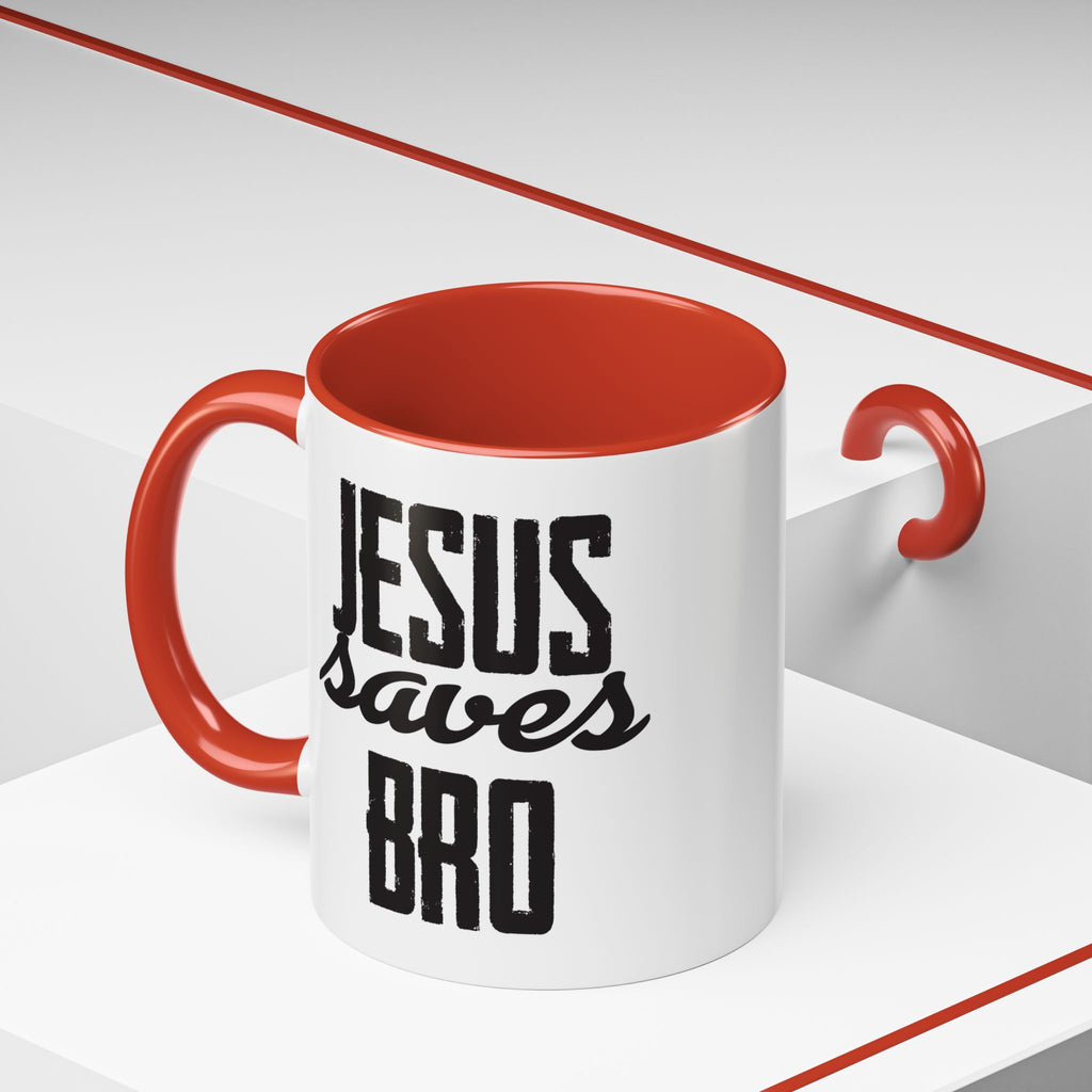 Christian Coffee Mug – 11oz & 15oz Jesus Saves Bro Quote, Colorful Interior