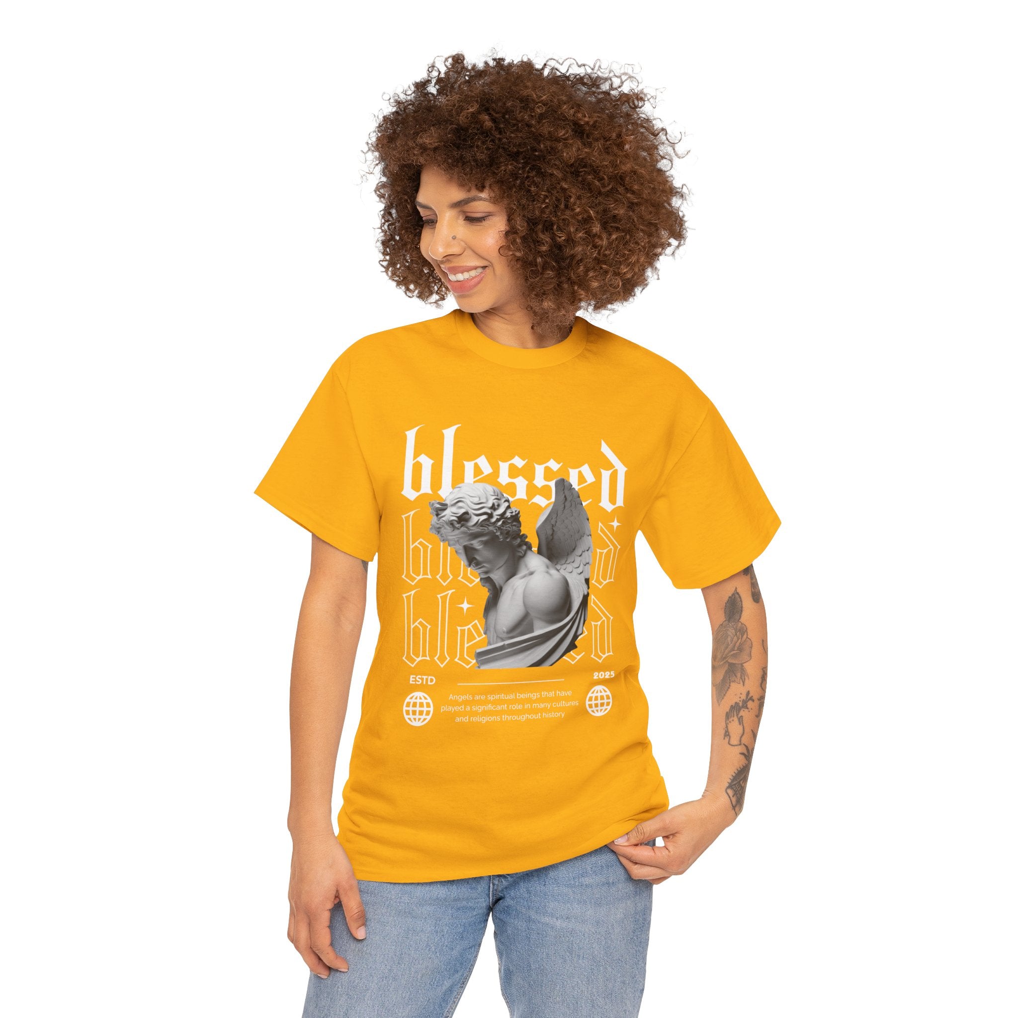Blessed Guardian: Serene Angelic Sculpture Streetwear