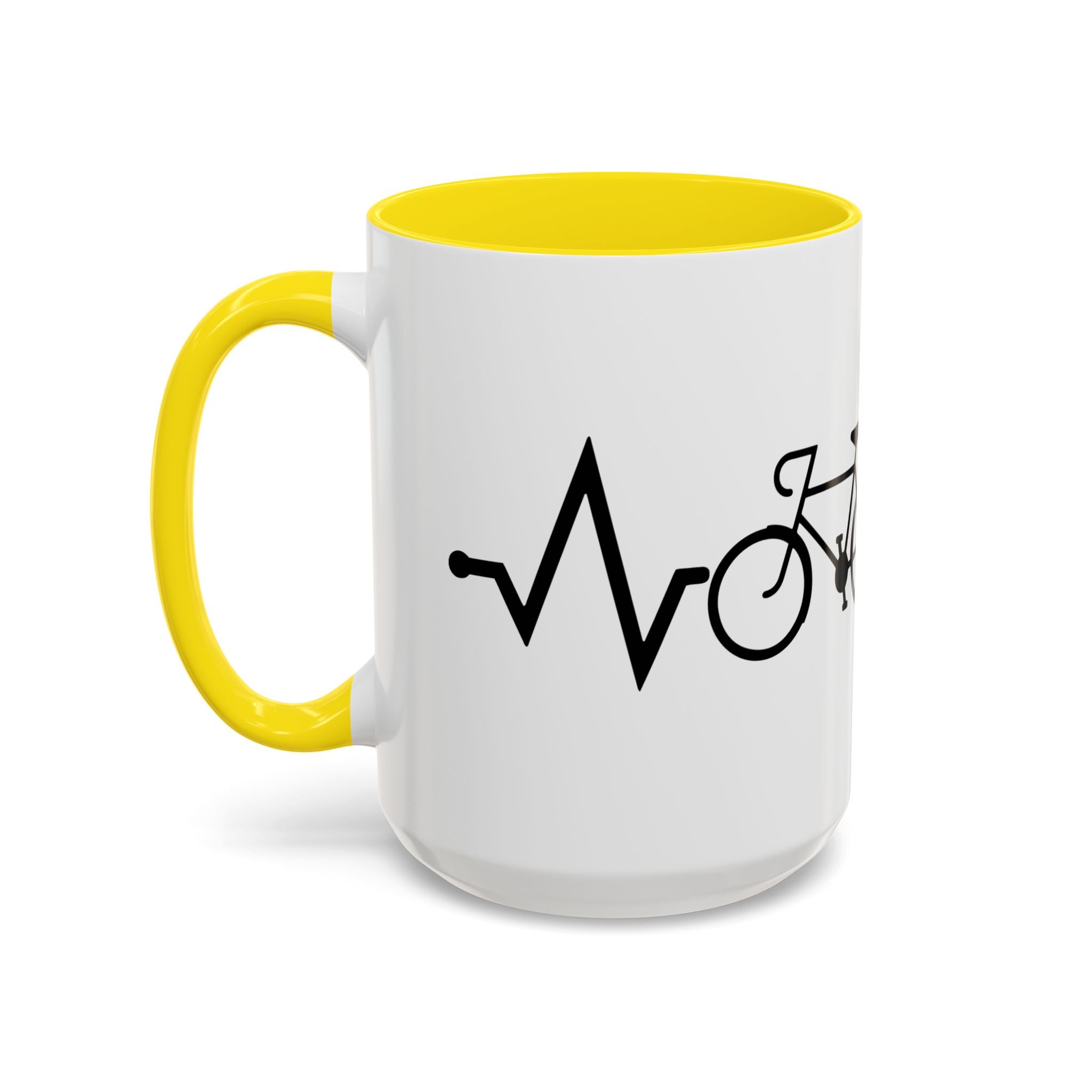 Cycling Lifeline Coffee Mug – 11oz & 15oz Bicycle Heartbeat Design, Colorful Interior