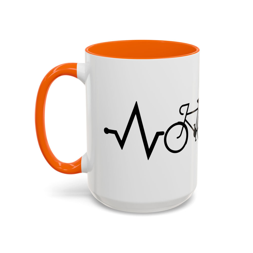 Cycling Lifeline Coffee Mug – 11oz & 15oz Bicycle Heartbeat Design, Colorful Interior