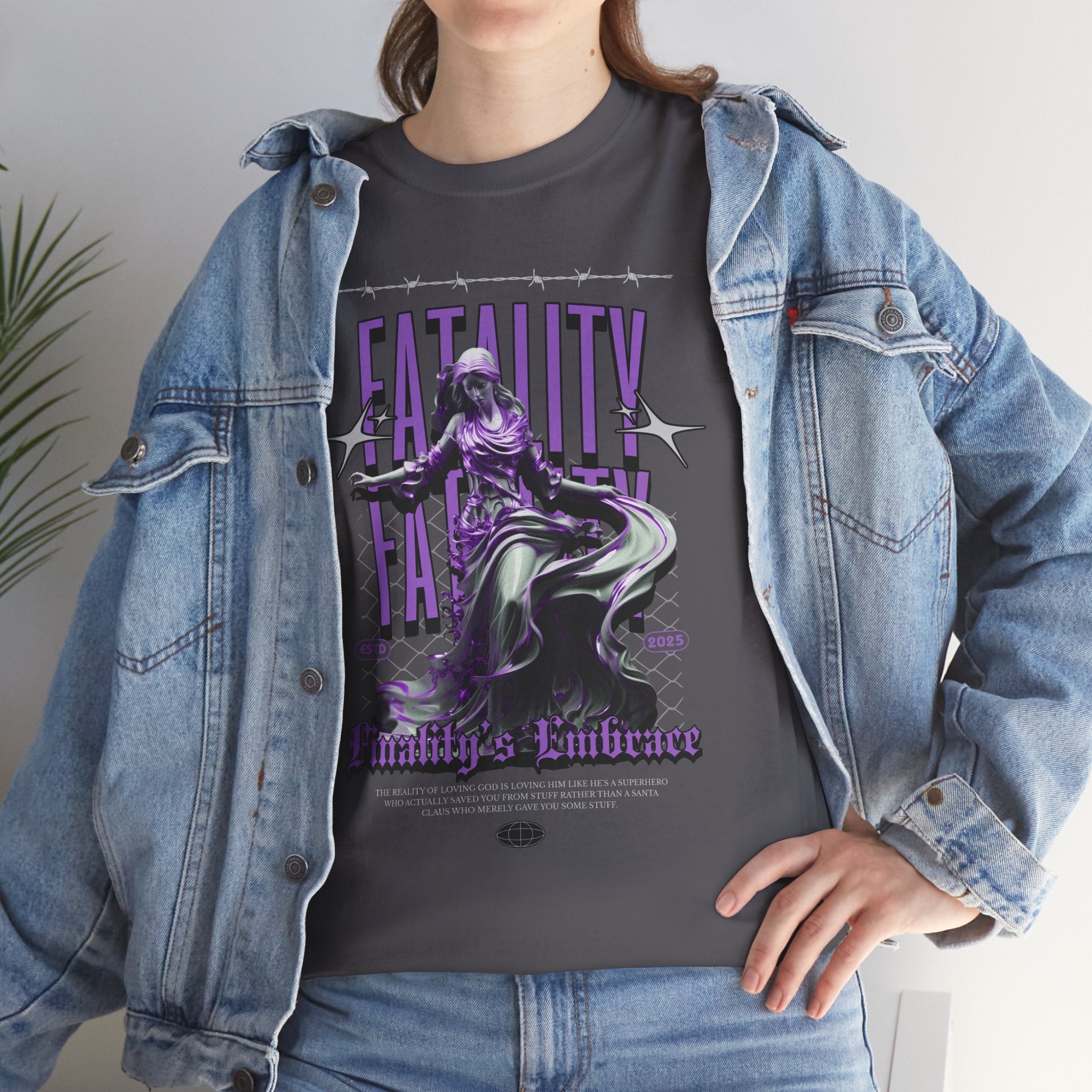 "Fatality's Embrace" Flowing Violet Statue - Gothic Digital Art