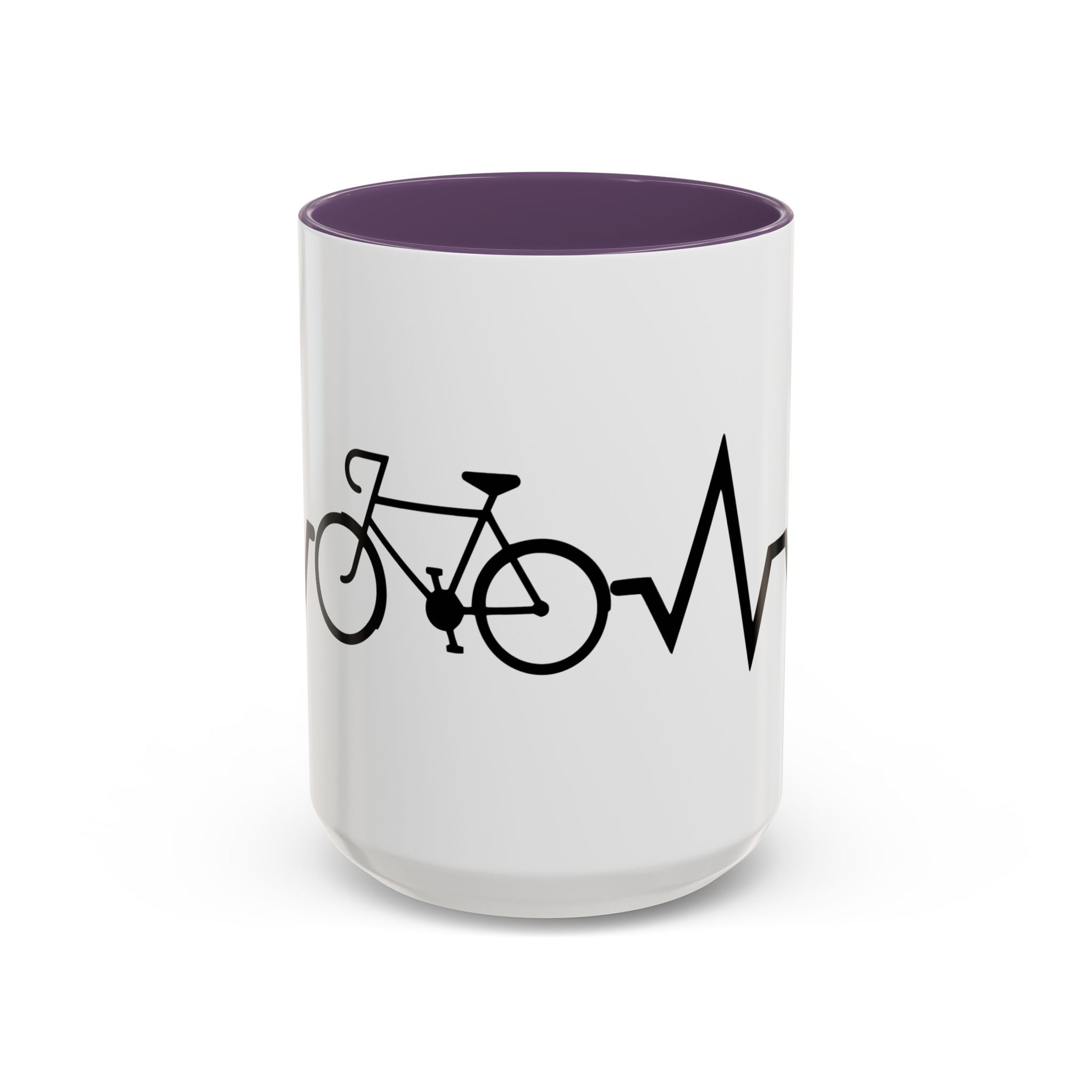 Cycling Lifeline Coffee Mug – 11oz & 15oz Bicycle Heartbeat Design, Colorful Interior