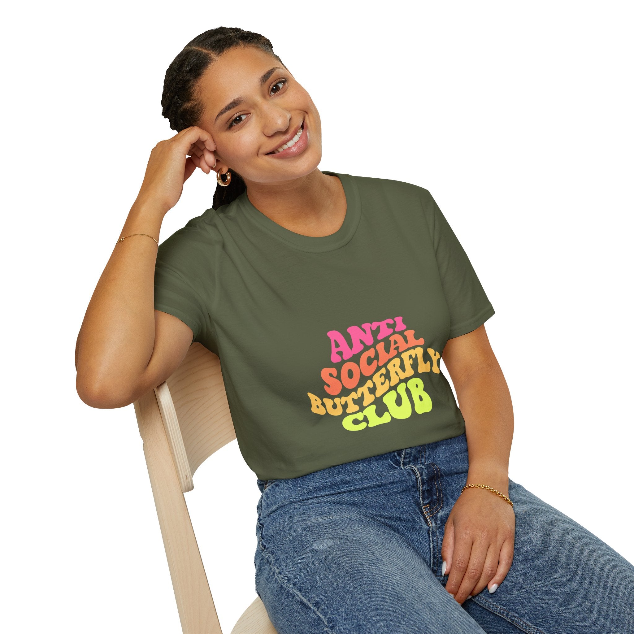 Anti Social Butterfly Club T-Shirt – Funny Introvert Graphic Tee, Sarcastic Unisex Shirt, Humor Casual Apparel