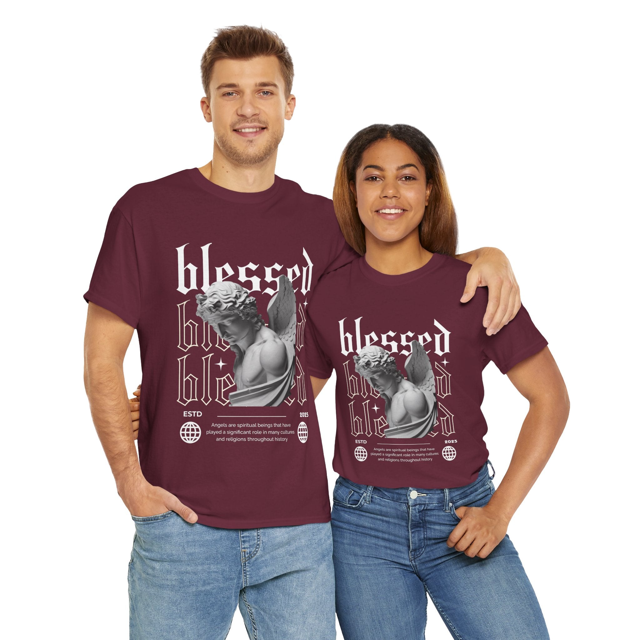 Blessed Guardian: Serene Angelic Sculpture Streetwear