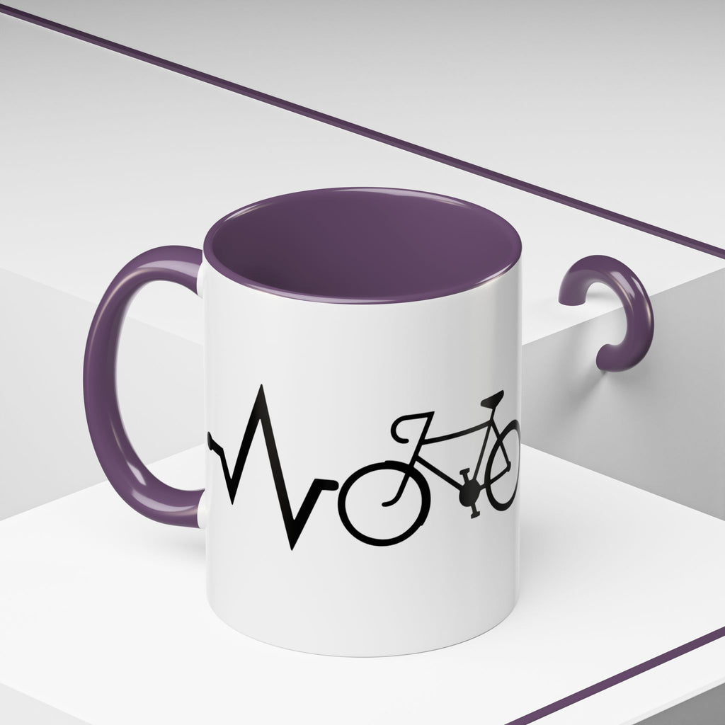 Cycling Lifeline Coffee Mug – 11oz & 15oz Bicycle Heartbeat Design, Colorful Interior