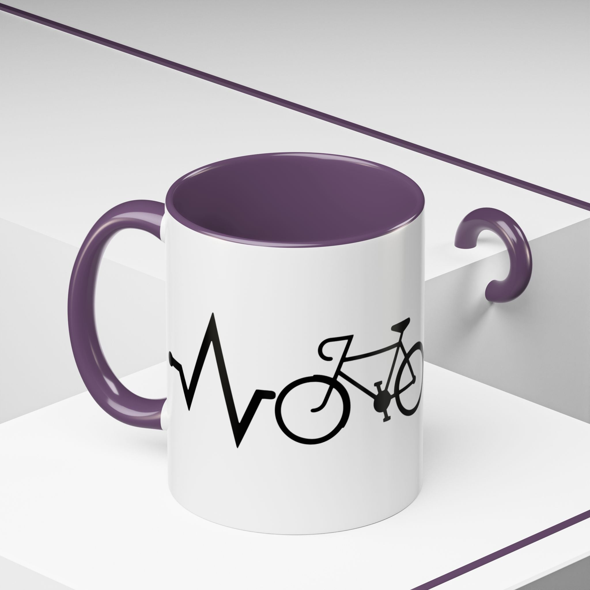 Cycling Lifeline Coffee Mug – 11oz & 15oz Bicycle Heartbeat Design, Colorful Interior
