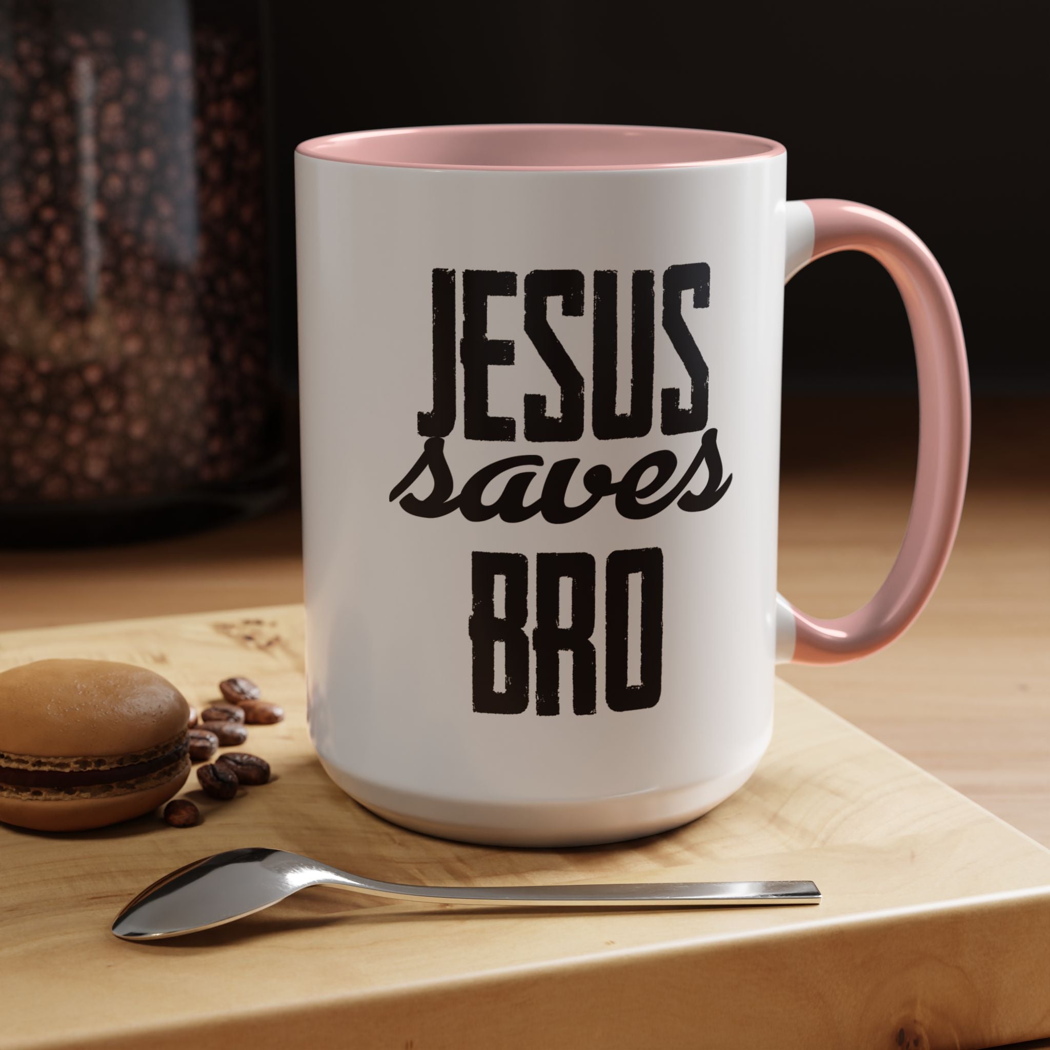 Christian Coffee Mug – 11oz & 15oz Jesus Saves Bro Quote, Colorful Interior