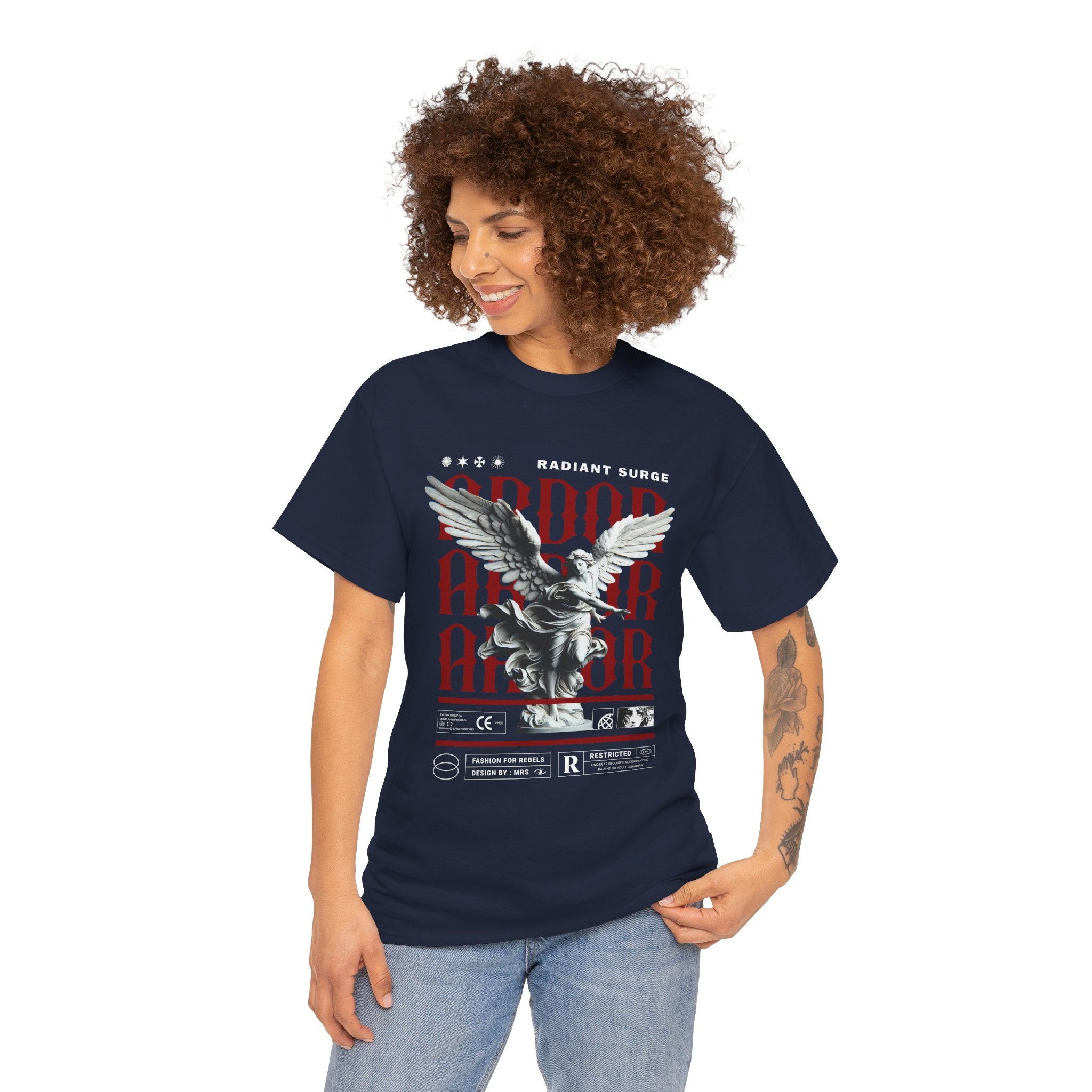 "Divine Angel" - Gothic Black & White T-Shirt Design