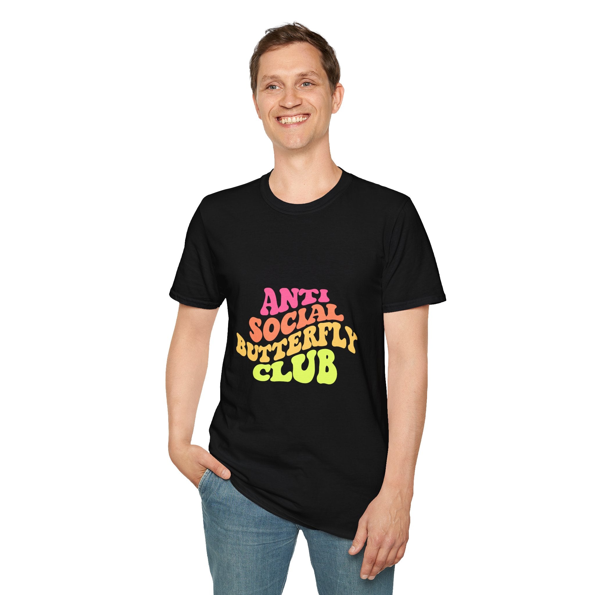 Anti Social Butterfly Club T-Shirt – Funny Introvert Graphic Tee, Sarcastic Unisex Shirt, Humor Casual Apparel