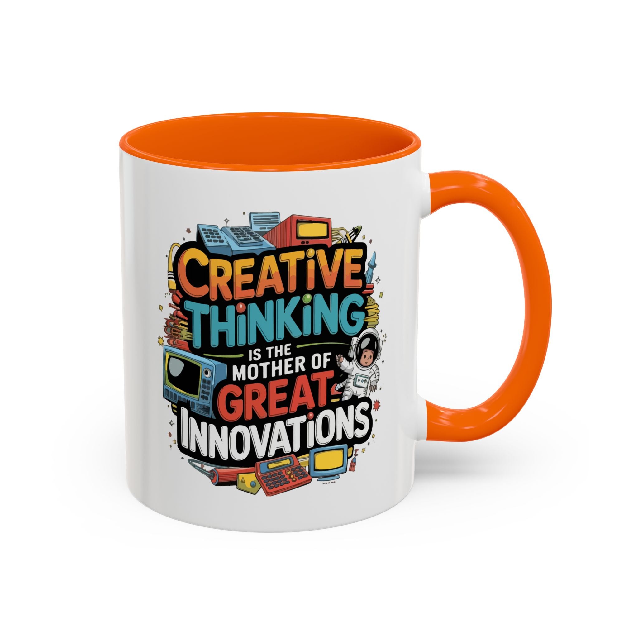 Creative Thinking Coffee Mug – 11oz Inspirational Quote, Colorful Interior