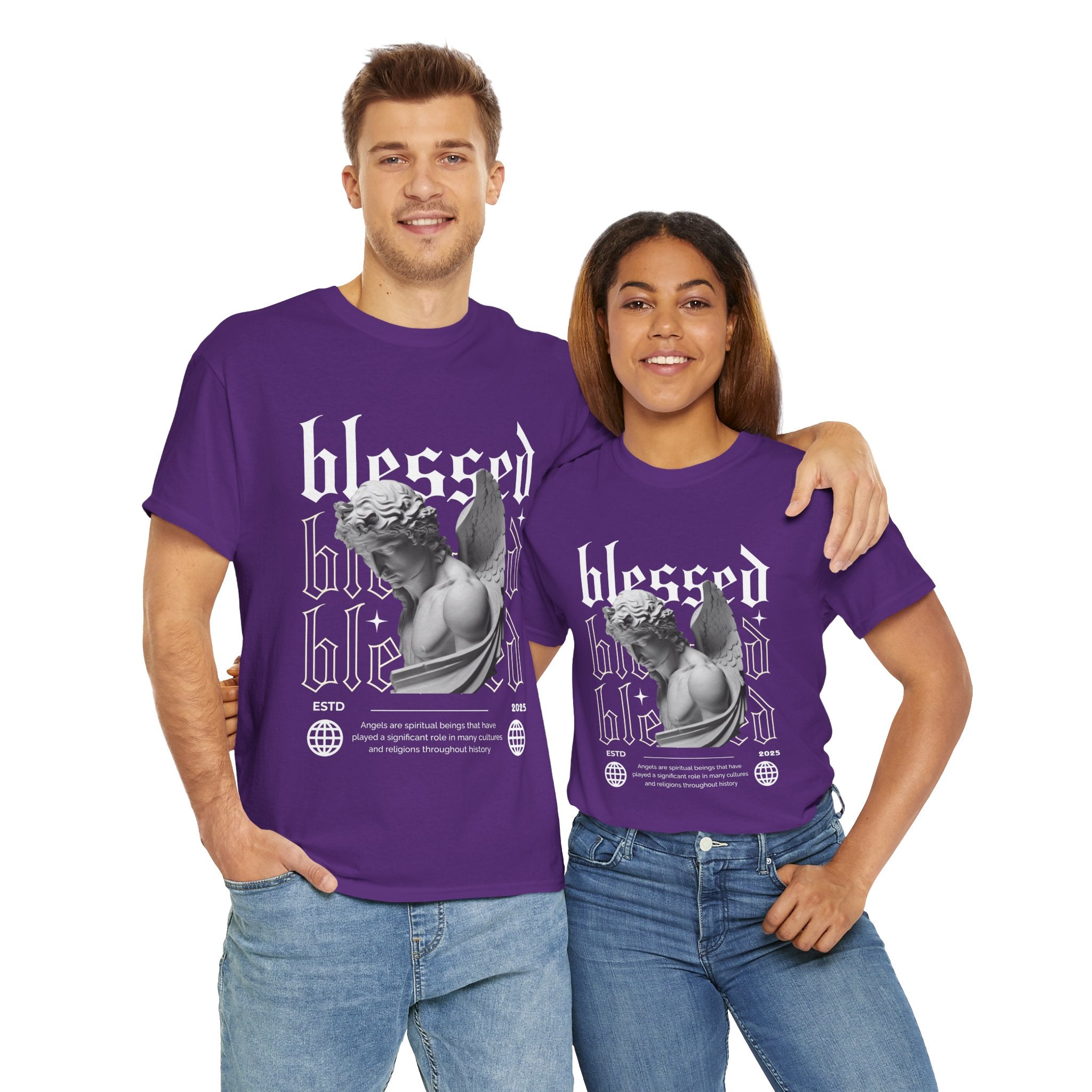 Blessed Guardian: Serene Angelic Sculpture Streetwear