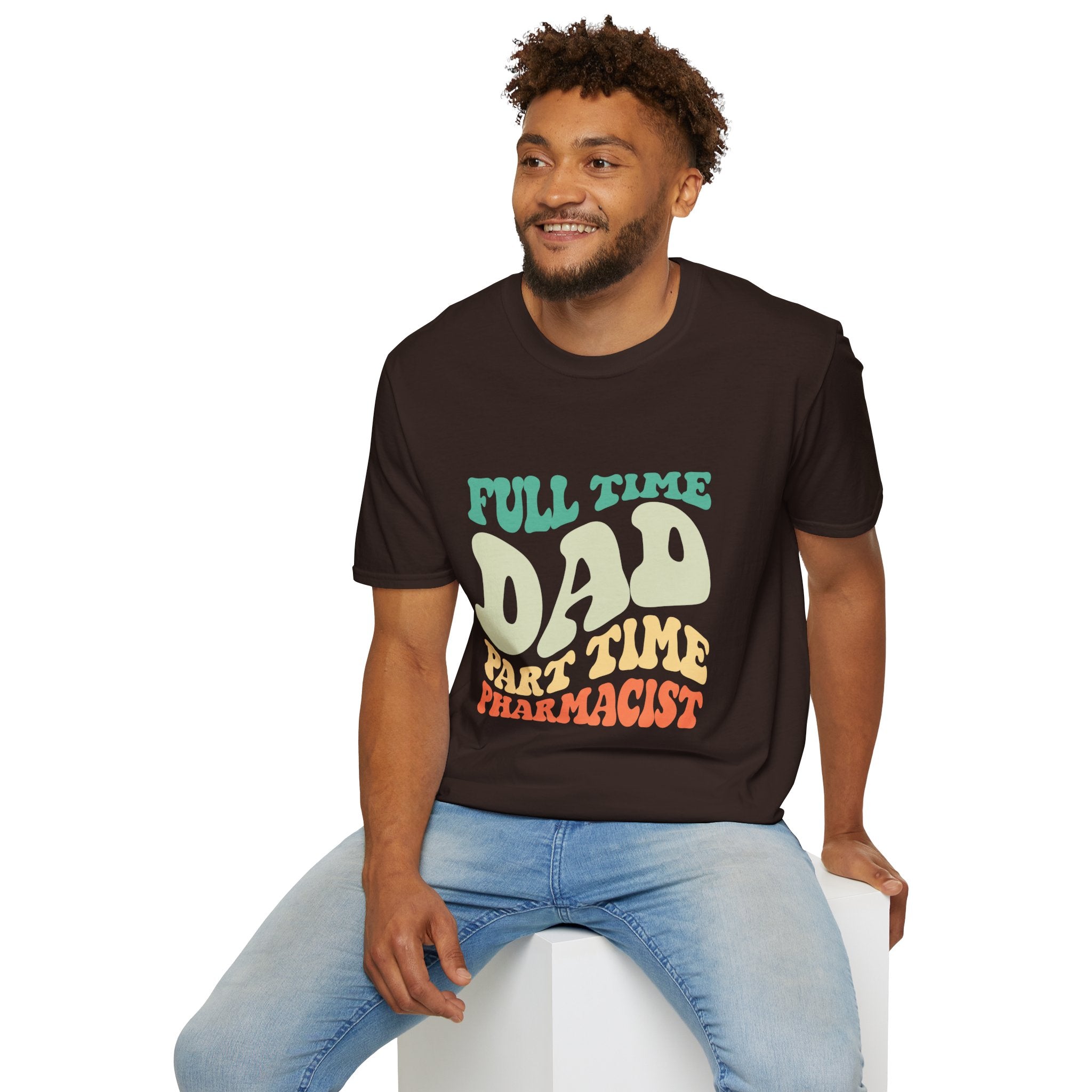 Funny Dad T-Shirt – “Full-Time Dad, Part-Time Pharmacist” Gift for Fathers, Healthcare Workers, and Pharmacy Lovers