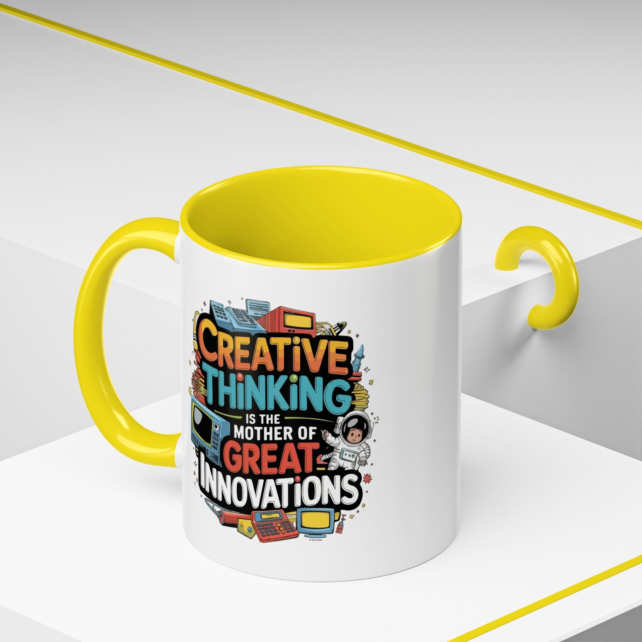 Creative Thinking Coffee Mug – 11oz Inspirational Quote, Colorful Interior