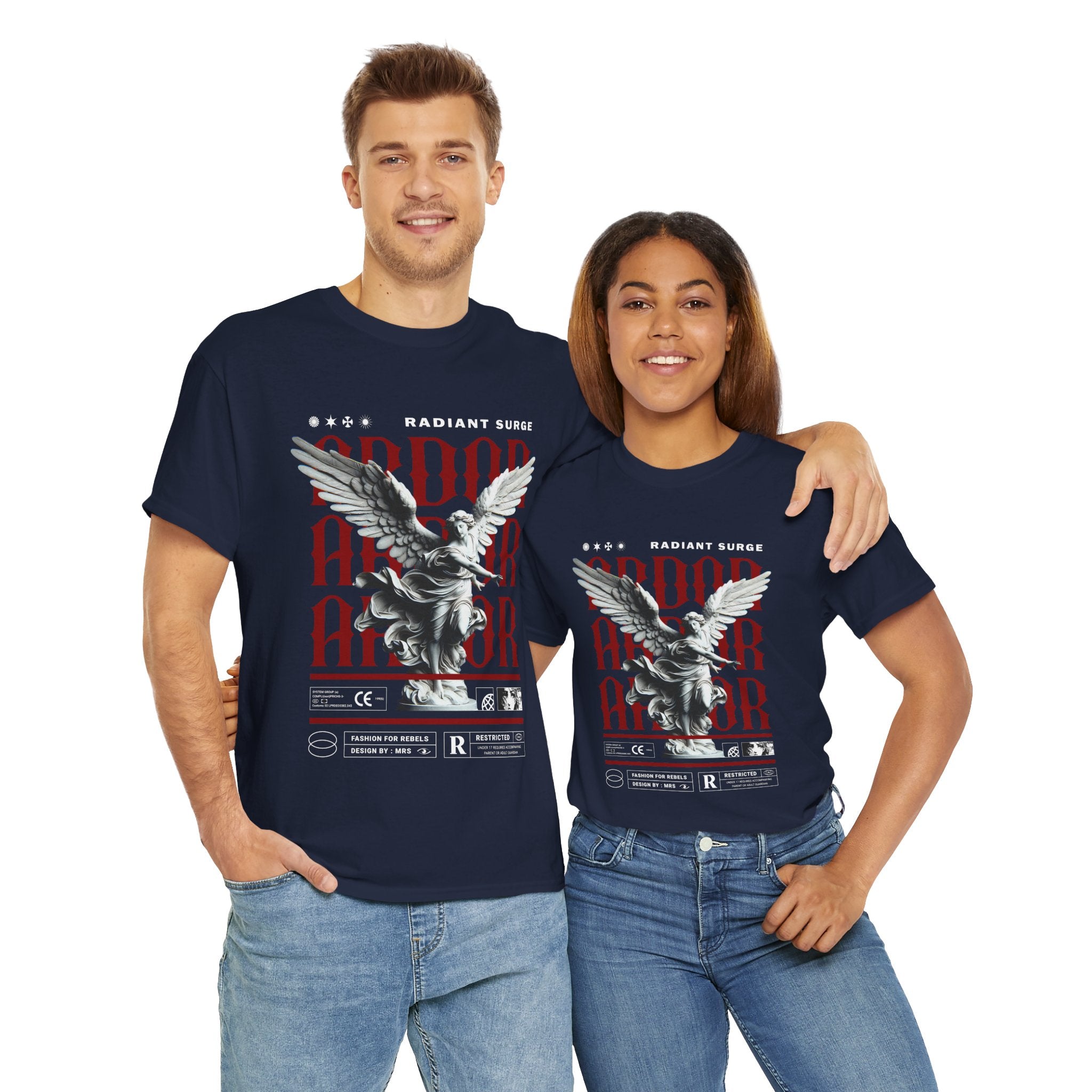 "Divine Angel" - Gothic Black & White T-Shirt Design