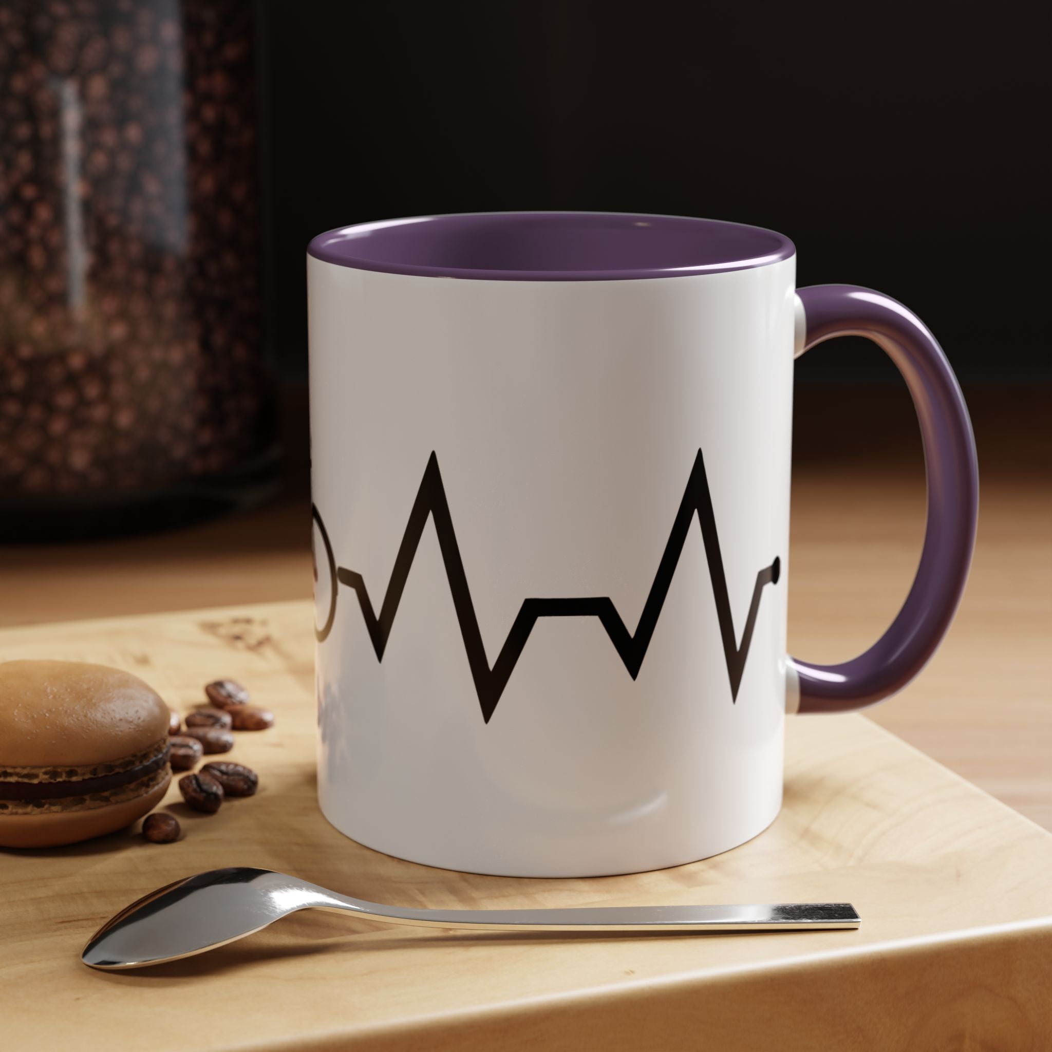 Cycling Lifeline Coffee Mug – 11oz & 15oz Bicycle Heartbeat Design, Colorful Interior