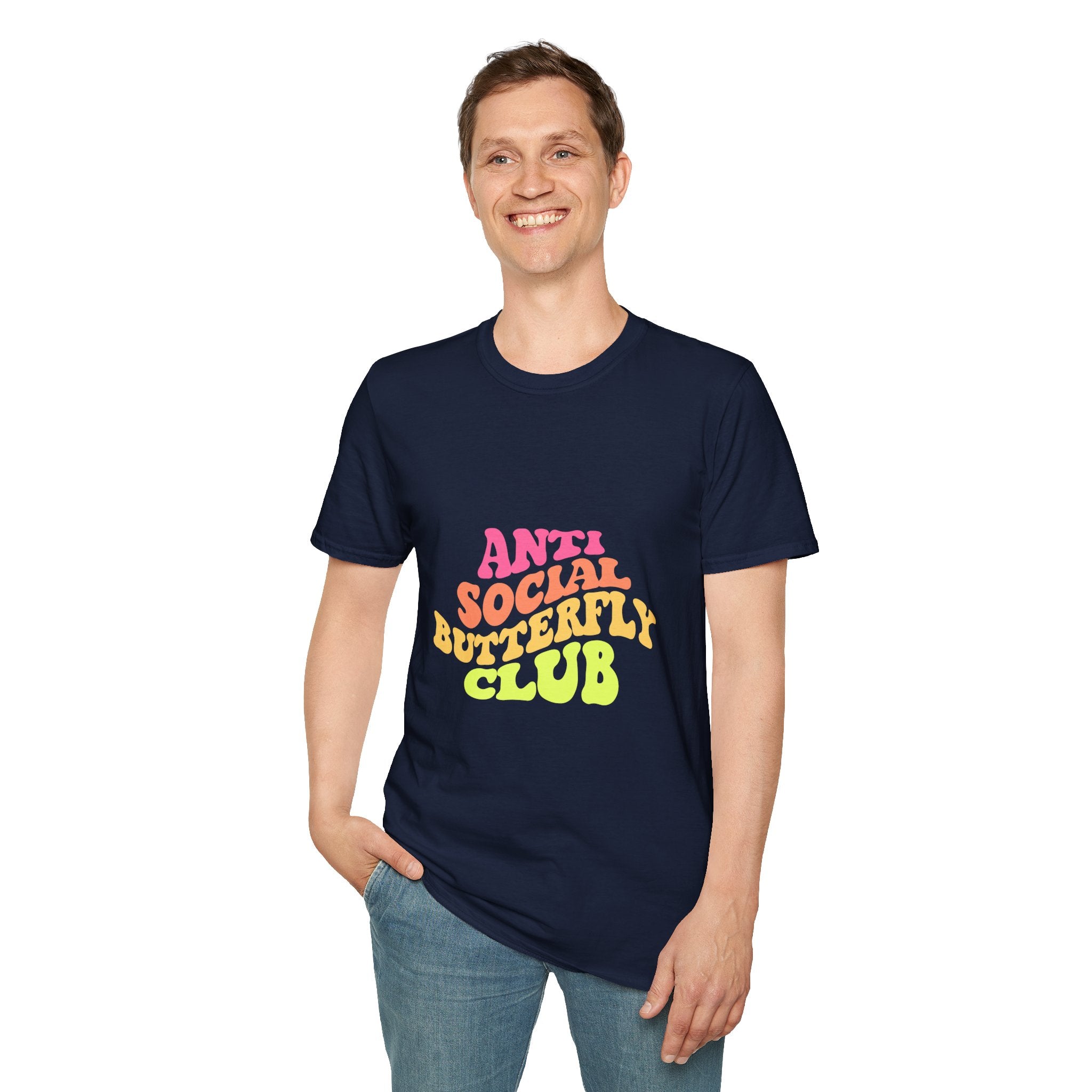 Anti Social Butterfly Club T-Shirt – Funny Introvert Graphic Tee, Sarcastic Unisex Shirt, Humor Casual Apparel