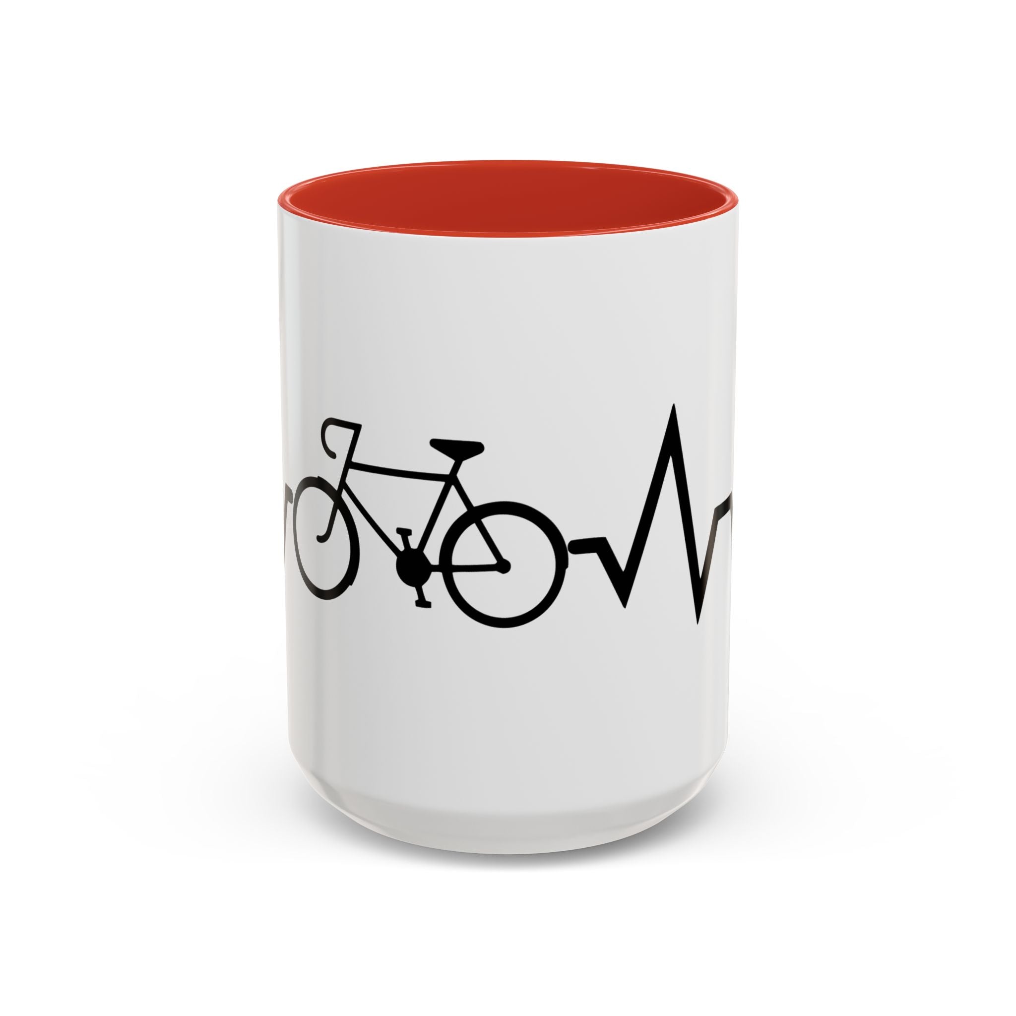 Cycling Lifeline Coffee Mug – 11oz & 15oz Bicycle Heartbeat Design, Colorful Interior