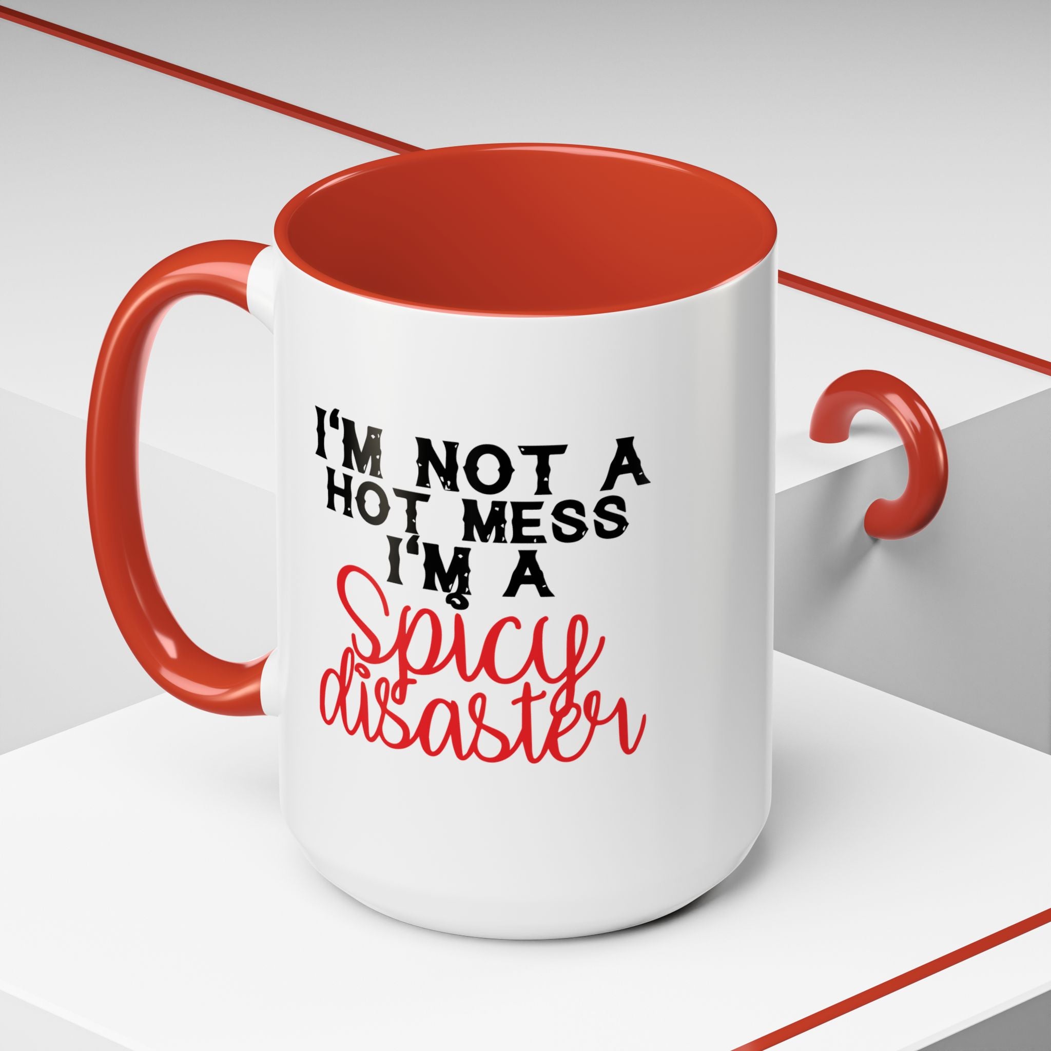Sassy Coffee Mug – 11oz & 15oz Funny Spicy Disaster Quote, Colorful Interior