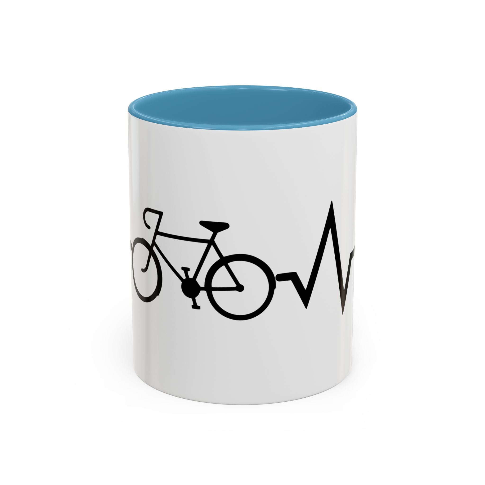 Cycling Lifeline Coffee Mug – 11oz & 15oz Bicycle Heartbeat Design, Colorful Interior