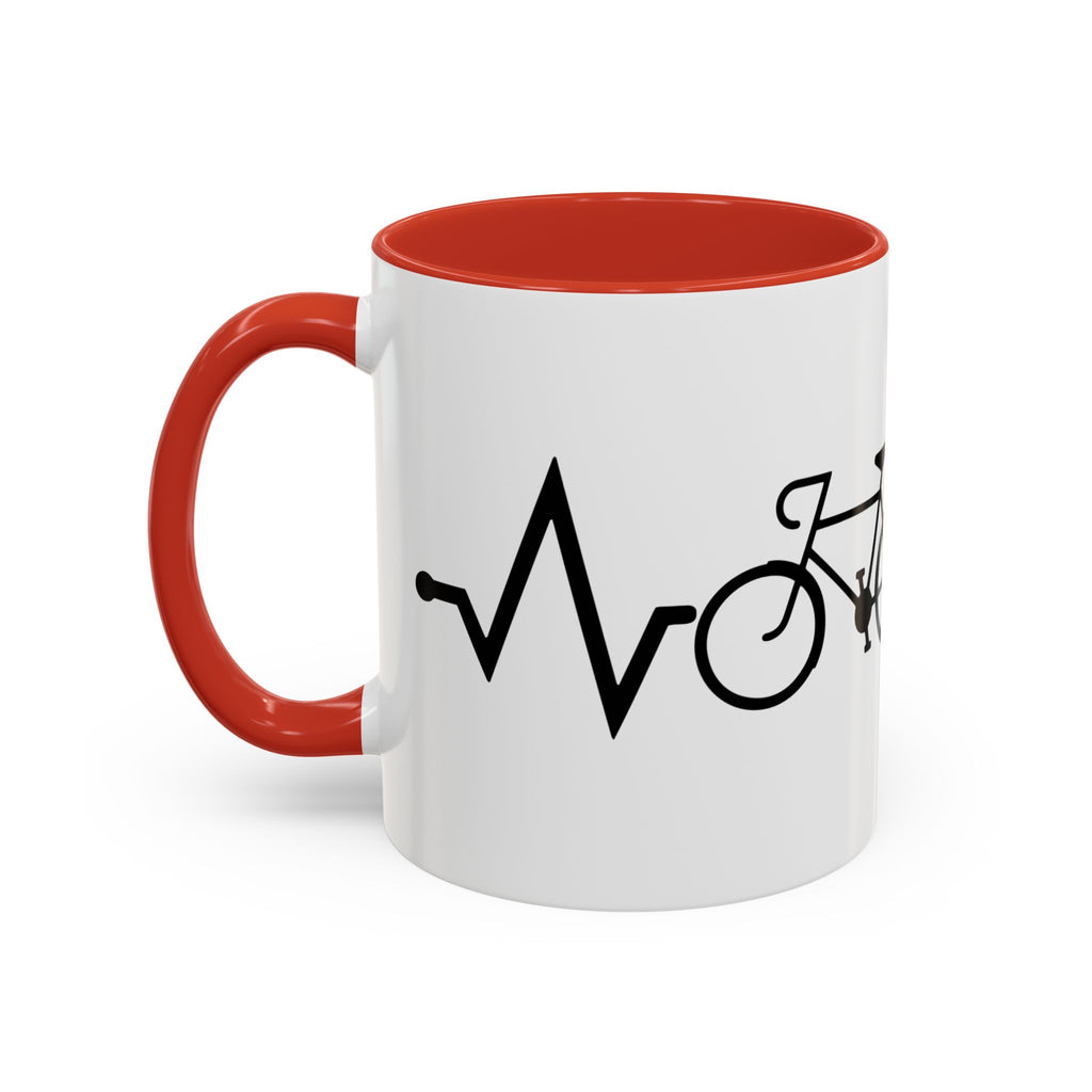 Cycling Lifeline Coffee Mug – 11oz & 15oz Bicycle Heartbeat Design, Colorful Interior