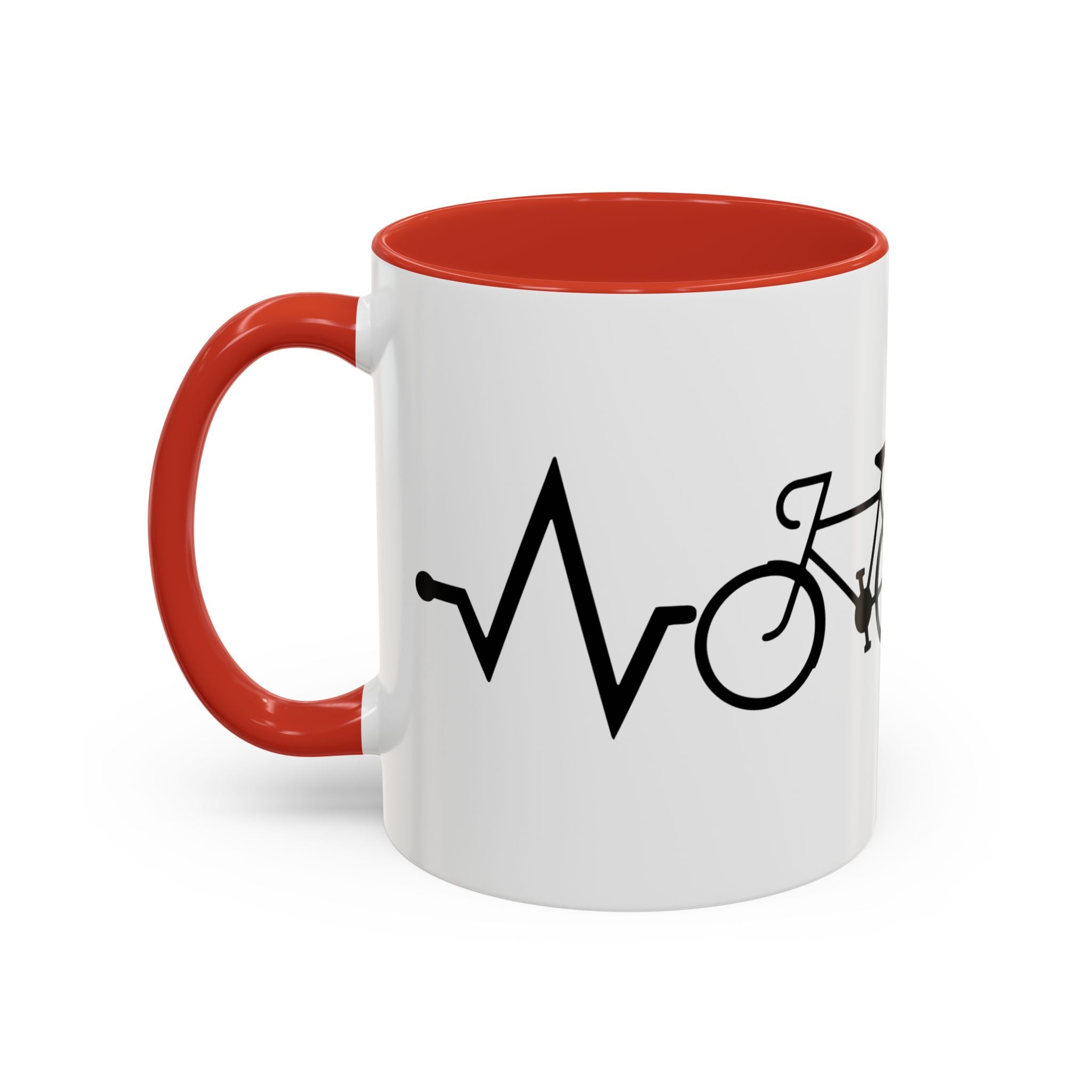 Cycling Lifeline Coffee Mug – 11oz & 15oz Bicycle Heartbeat Design, Colorful Interior