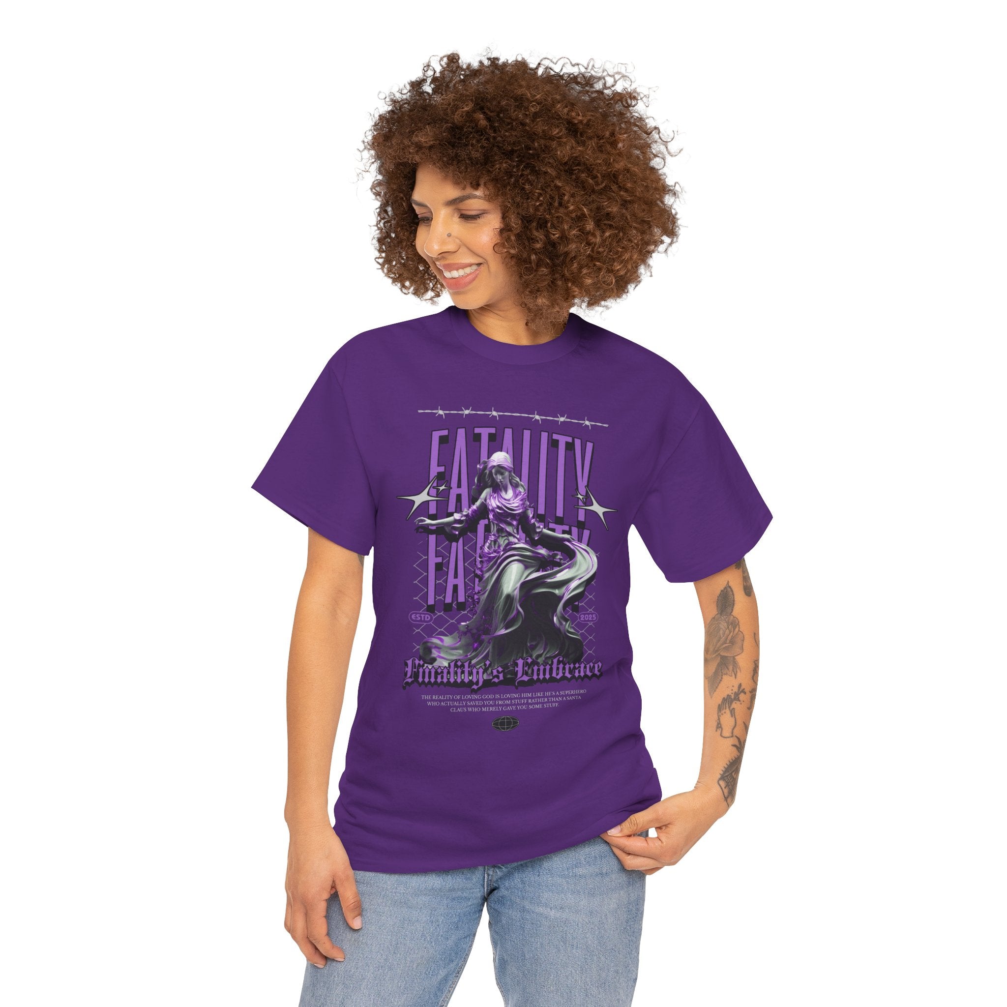 "Fatality's Embrace" Flowing Violet Statue - Gothic Digital Art