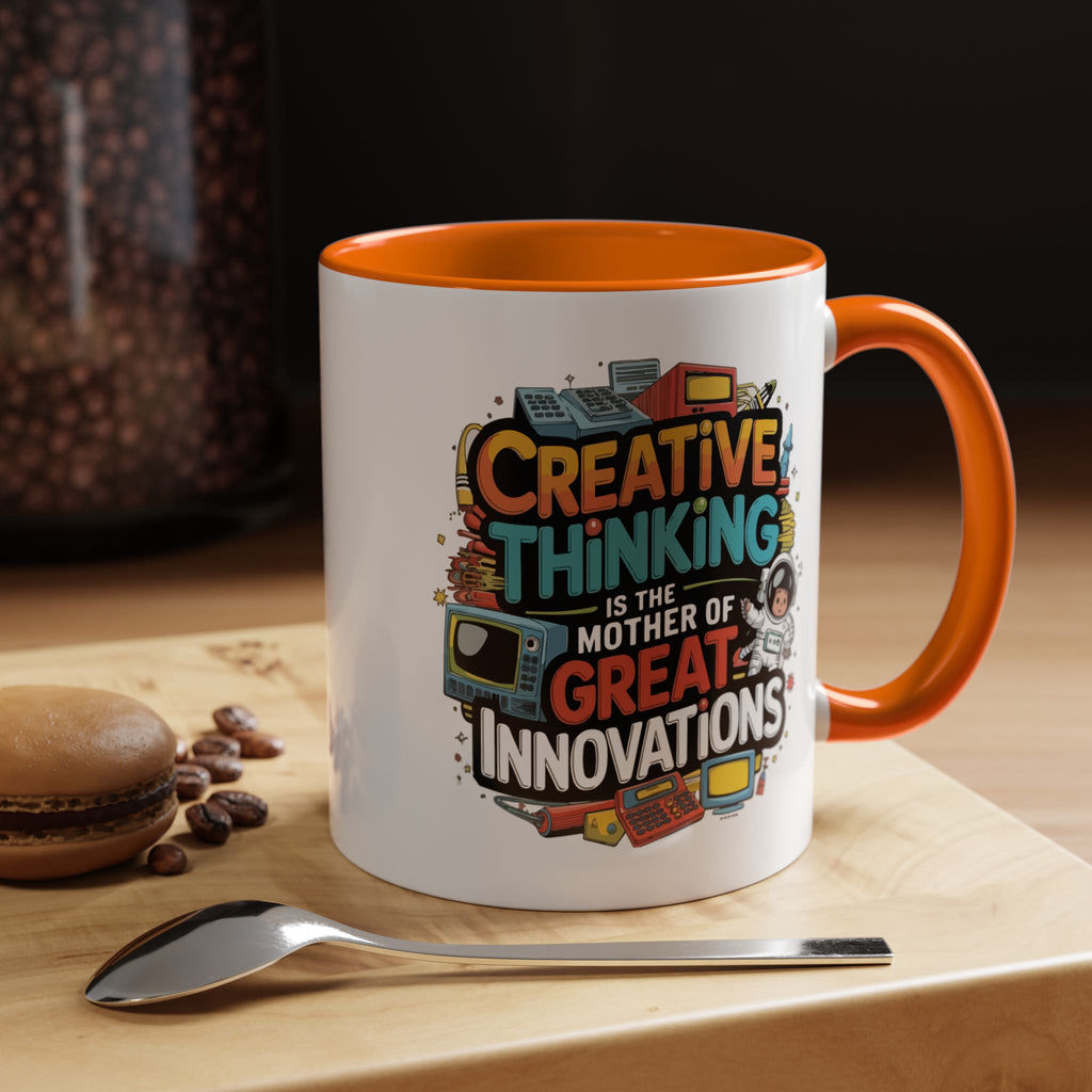 Creative Thinking Coffee Mug – 11oz Inspirational Quote, Colorful Interior