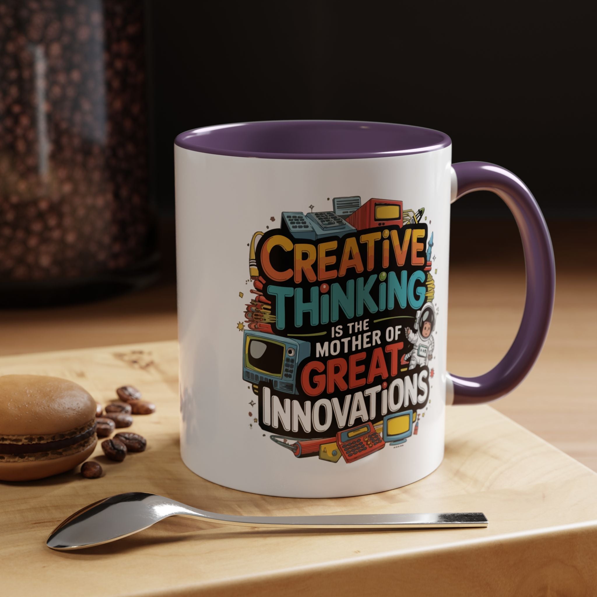 Creative Thinking Coffee Mug – 11oz Inspirational Quote, Colorful Interior
