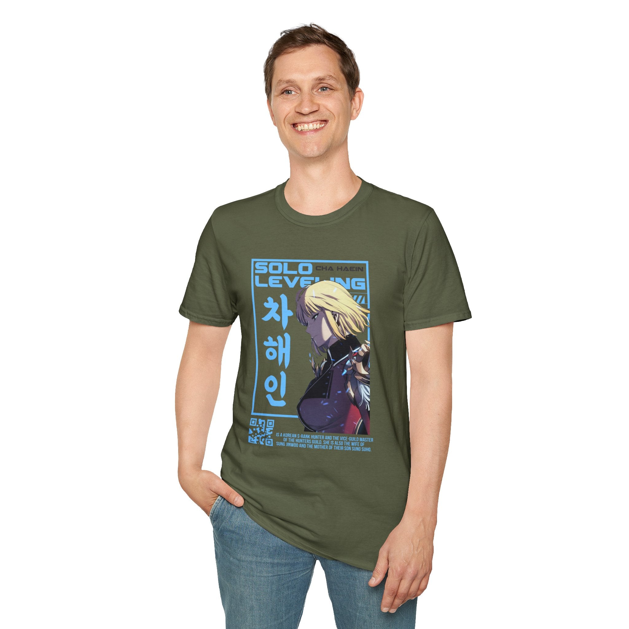 Solo Leveling Cha Hae-In Anime T-Shirt – Black Graphic Tee for Fans