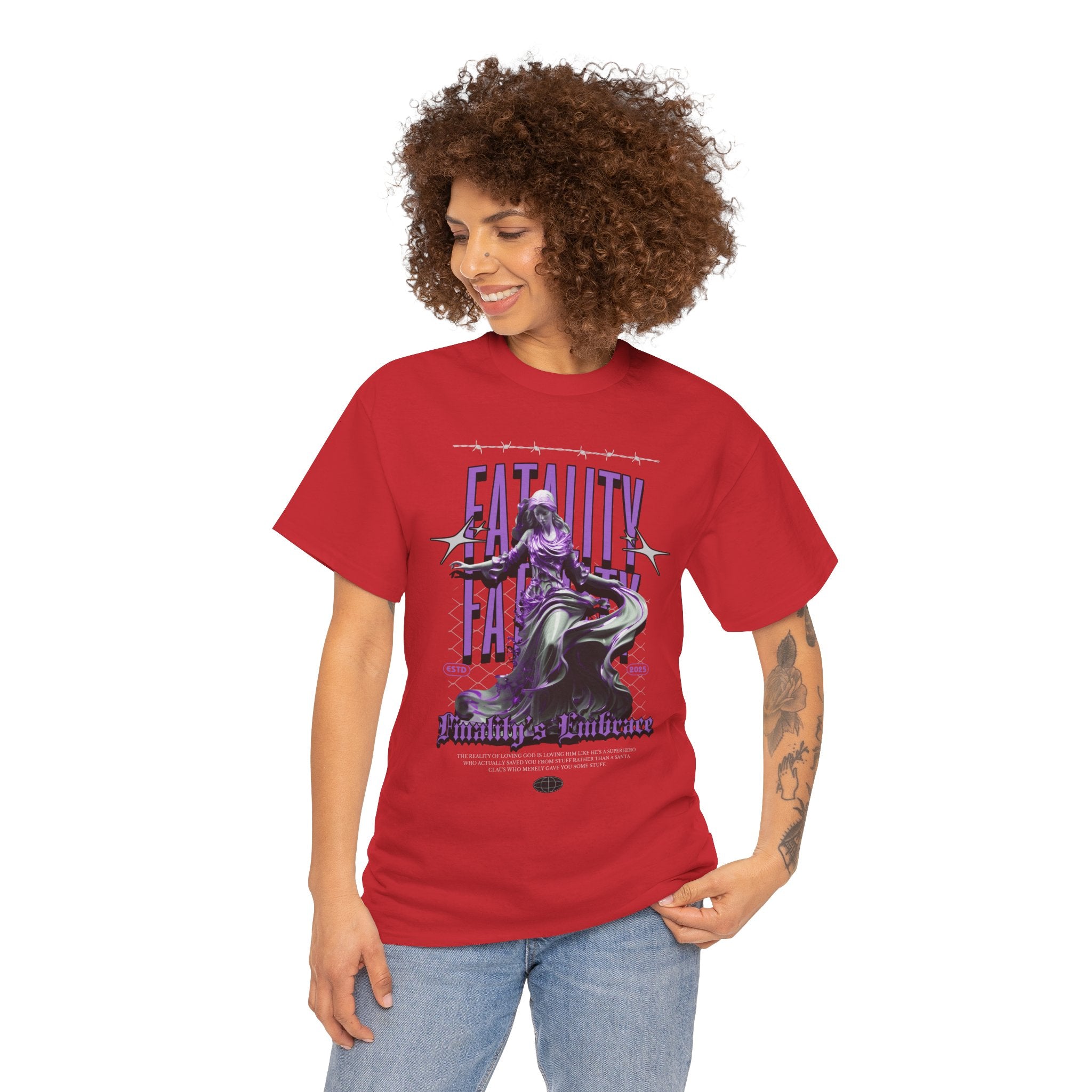 "Fatality's Embrace" Flowing Violet Statue - Gothic Digital Art