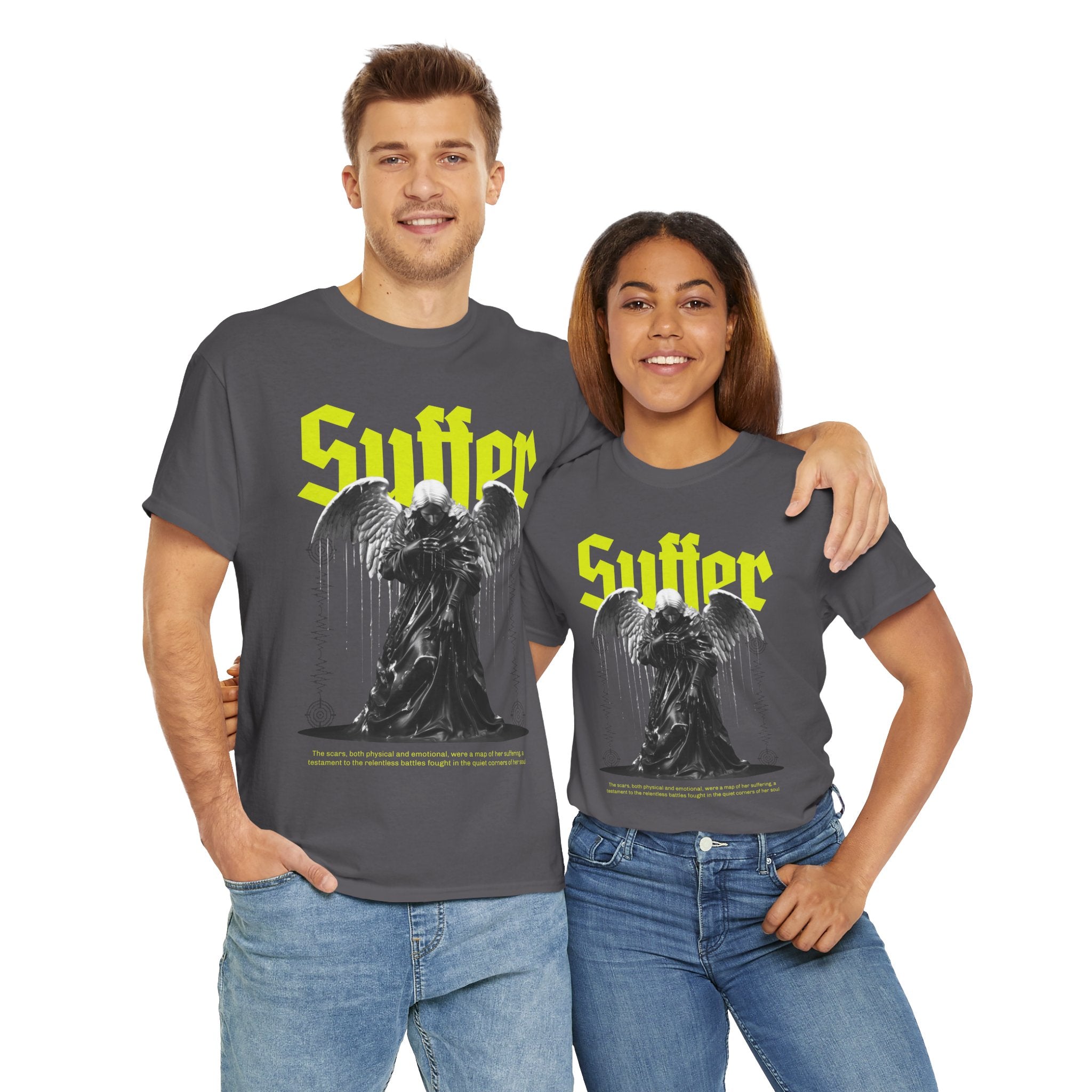 Suffer" Dark Angel Statue with Soundwave - Emotional Digital Art